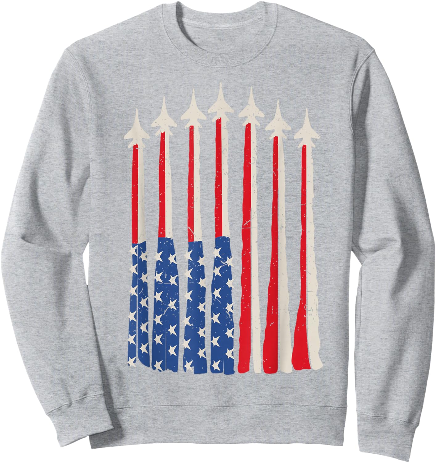 American Flag Fighter Jet Patriotic Toddler Boy 4th July USA Sweatshirt - Sweatshirt | Ash