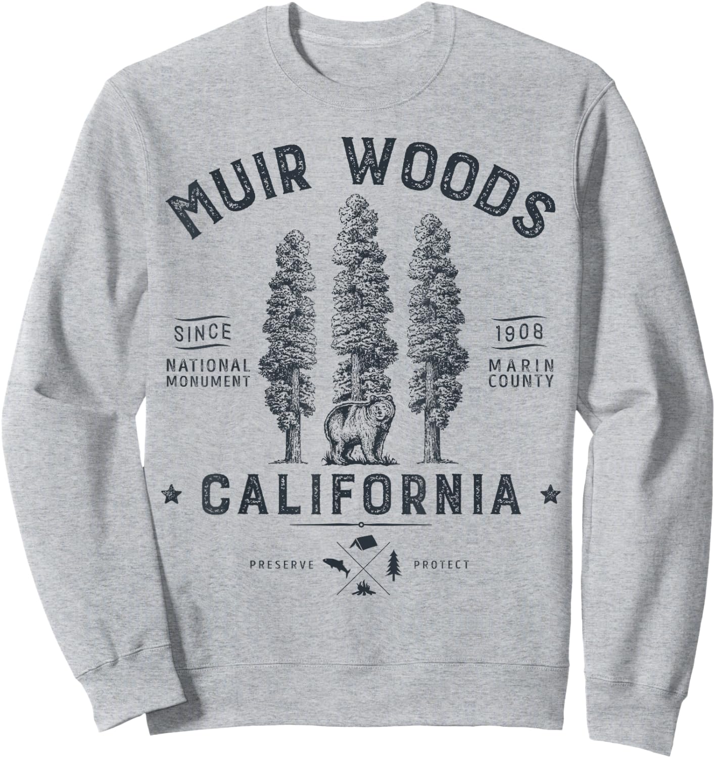 Muir Woods National Monument T Shirt California Redwood Park Sweatshirt - Sweatshirt | Ash