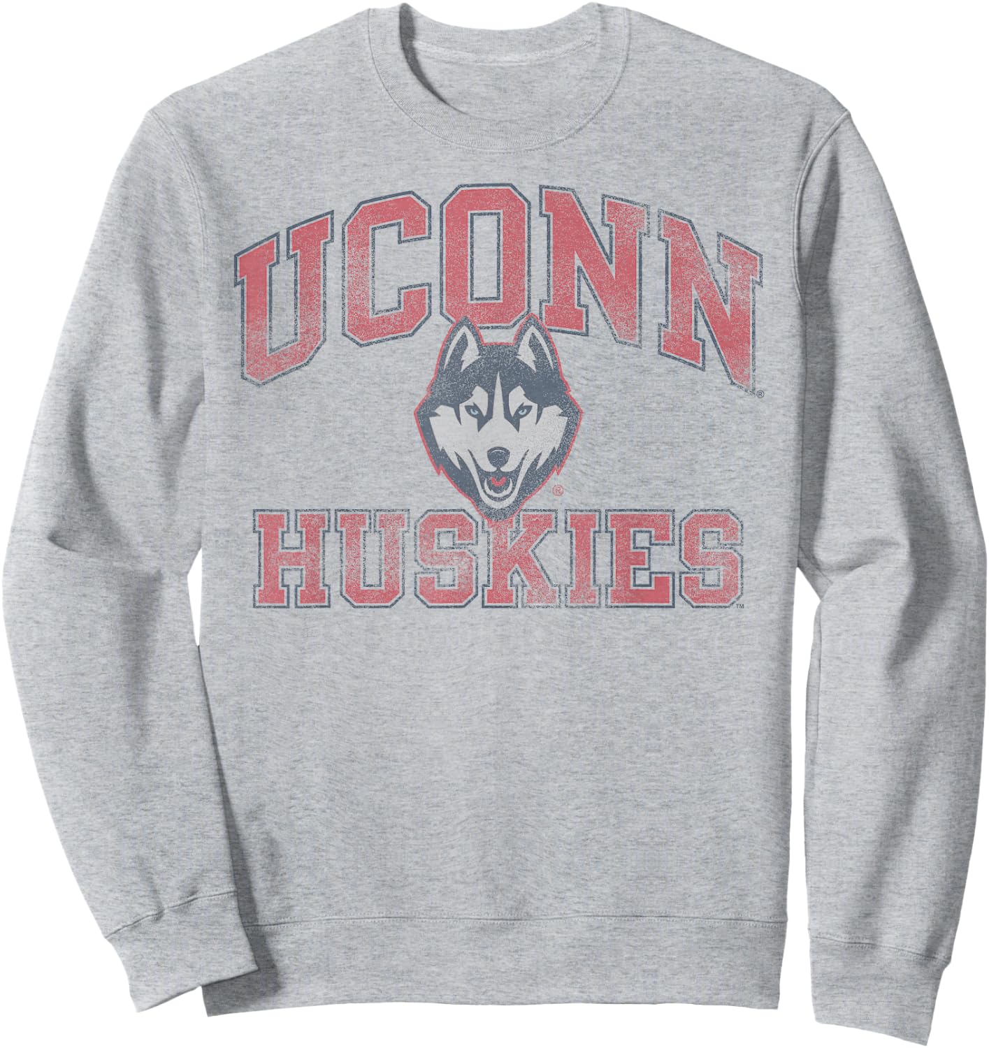 Connecticut Huskies Vintage Worn Gray Officially Licensed Sweatshirt - Sweatshirt | Ash