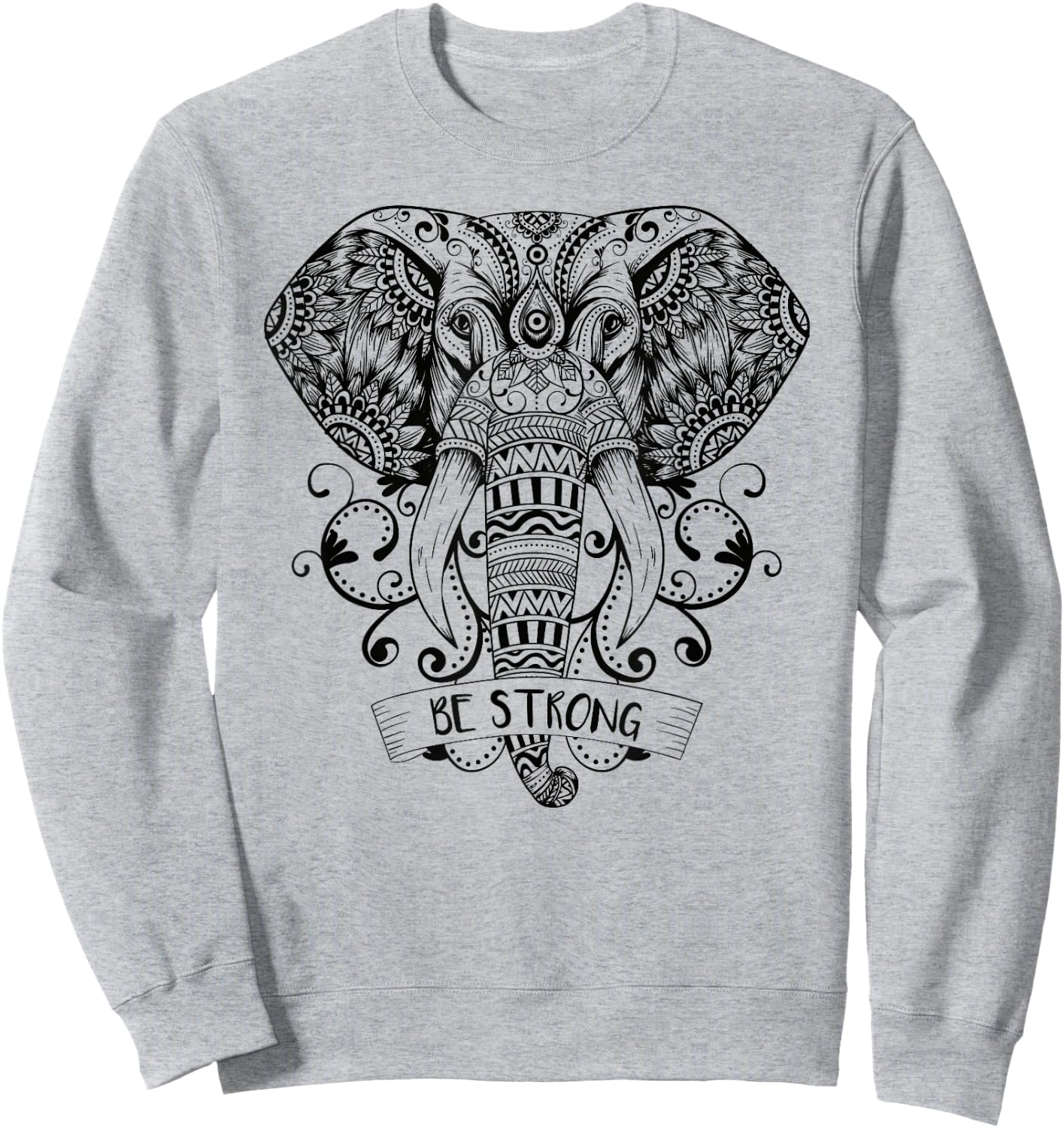 Elephant Sei stark Mandala & Yoga Meditation Sweatshirt - Sweatshirt | Ash
