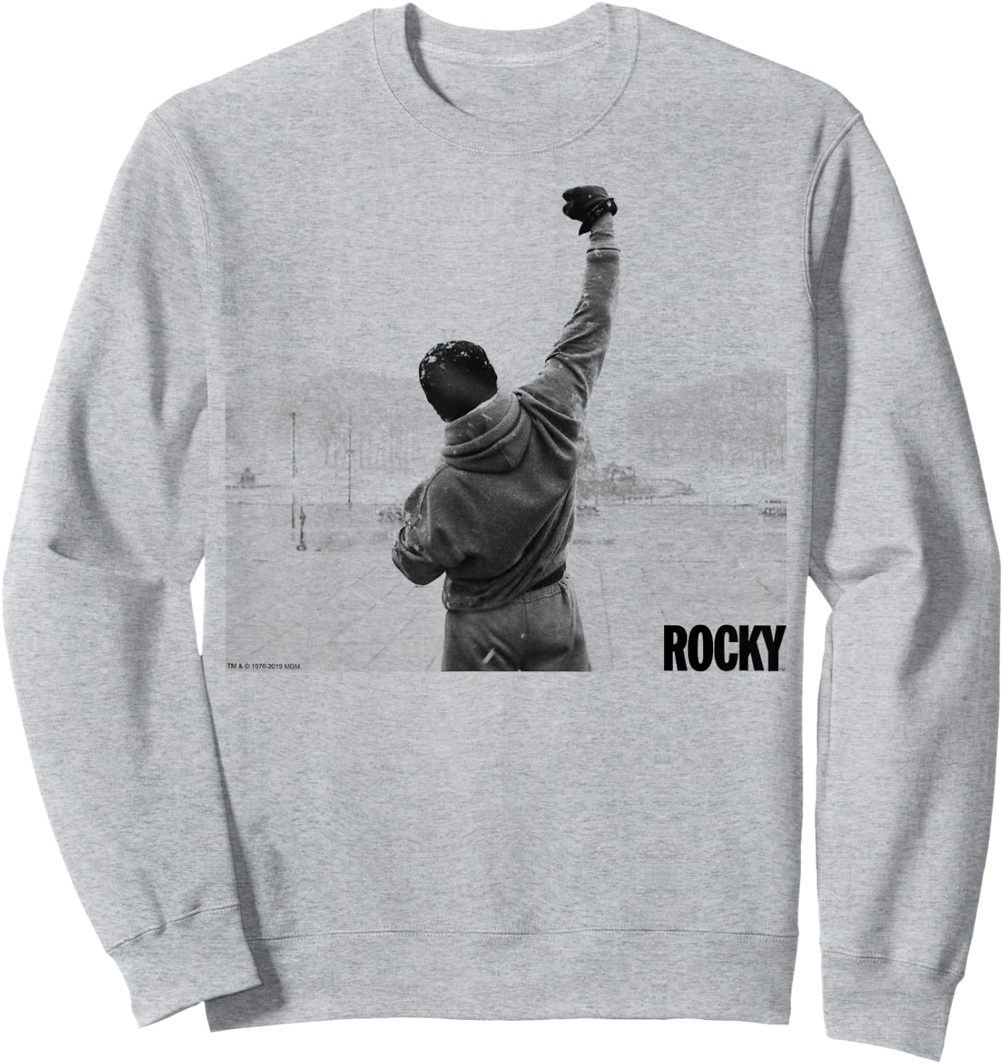 Rocky Fist Raise Grey Scale Movie Poster Sweatshirt - Sweatshirt | Ash