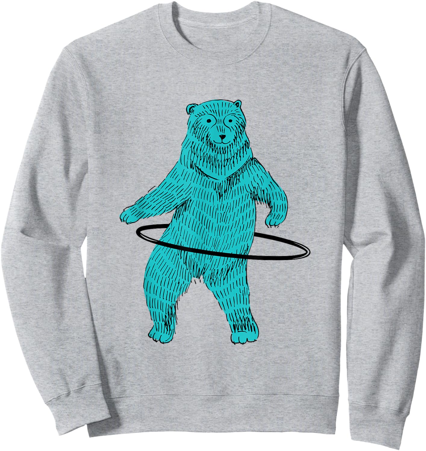 Hula Hooping Hoop Dancing Blue Hipster Bear Art Sweatshirt - Sweatshirt | Ash