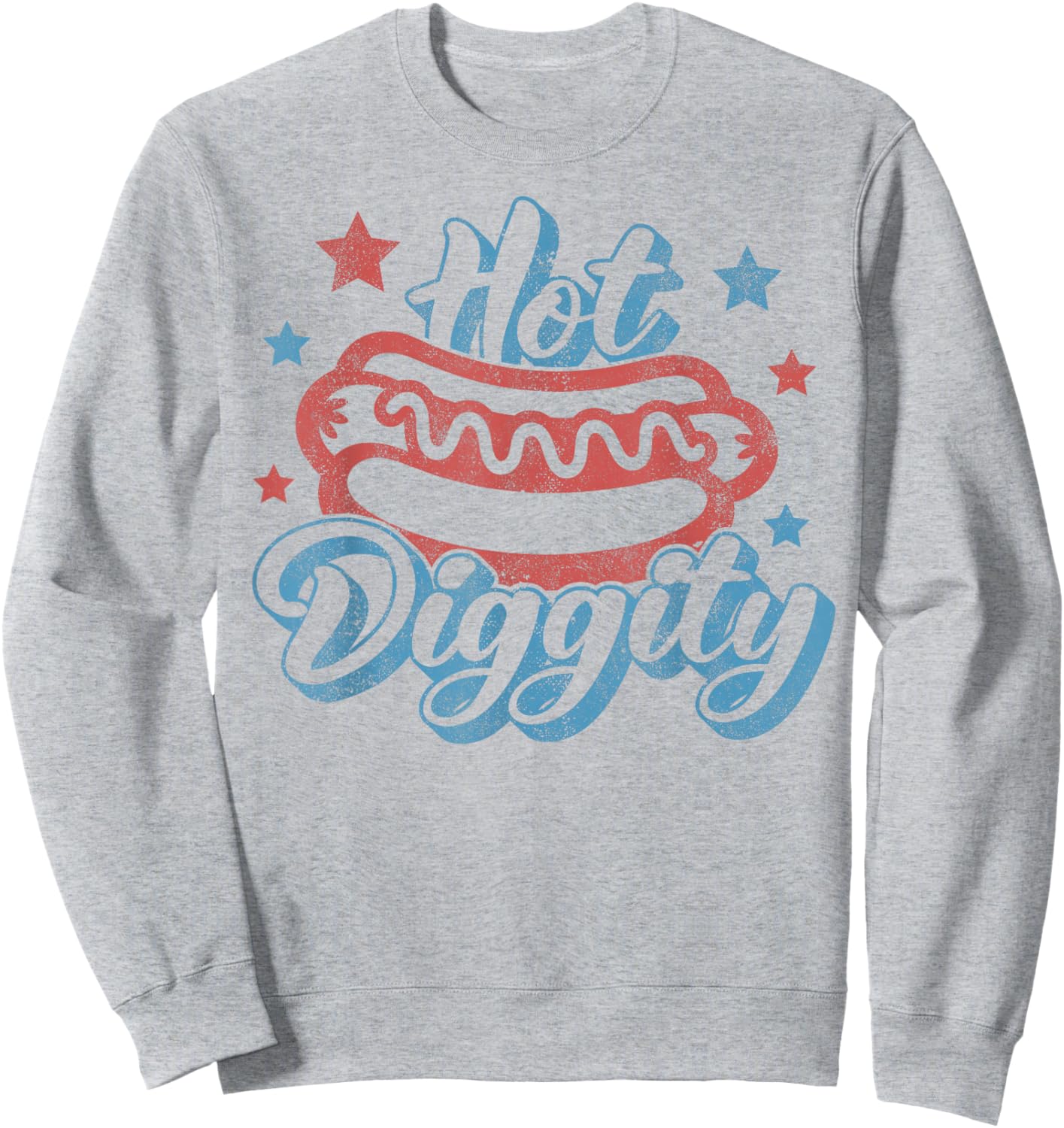 American Hot Diggity Hotdog BBQ 4th of July USA Hot Dog Sweatshirt - Sweatshirt | Ash