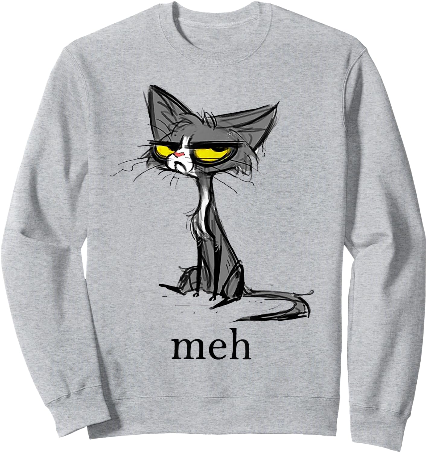 Funny Meh Cat Gift Cat Lovers Sweatshirt - Sweatshirt | Ash
