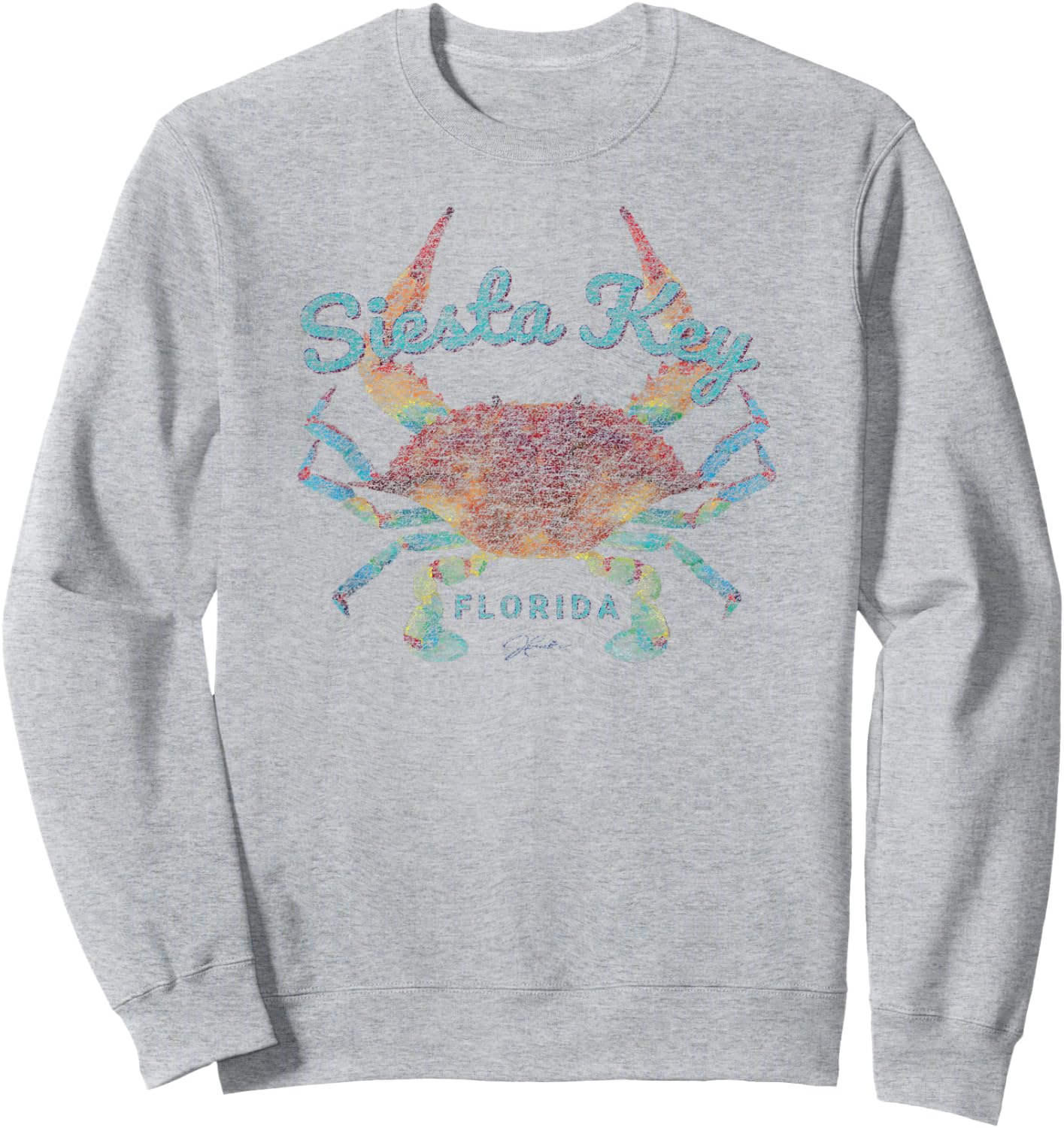 JCombs: Siesta Key, FL, Blue Crab Sweatshirt - Sweatshirt | Ash