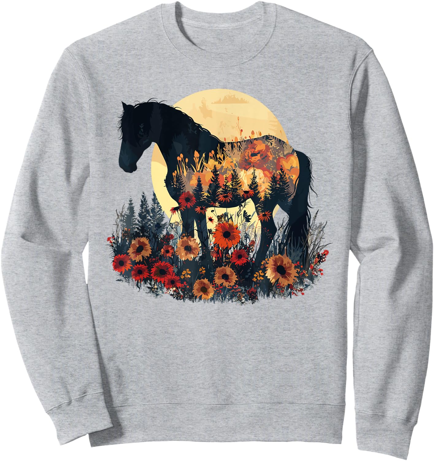Horse Flowers Lover Nature Wildlife Pony Sweatshirt - Sweatshirt | Ash