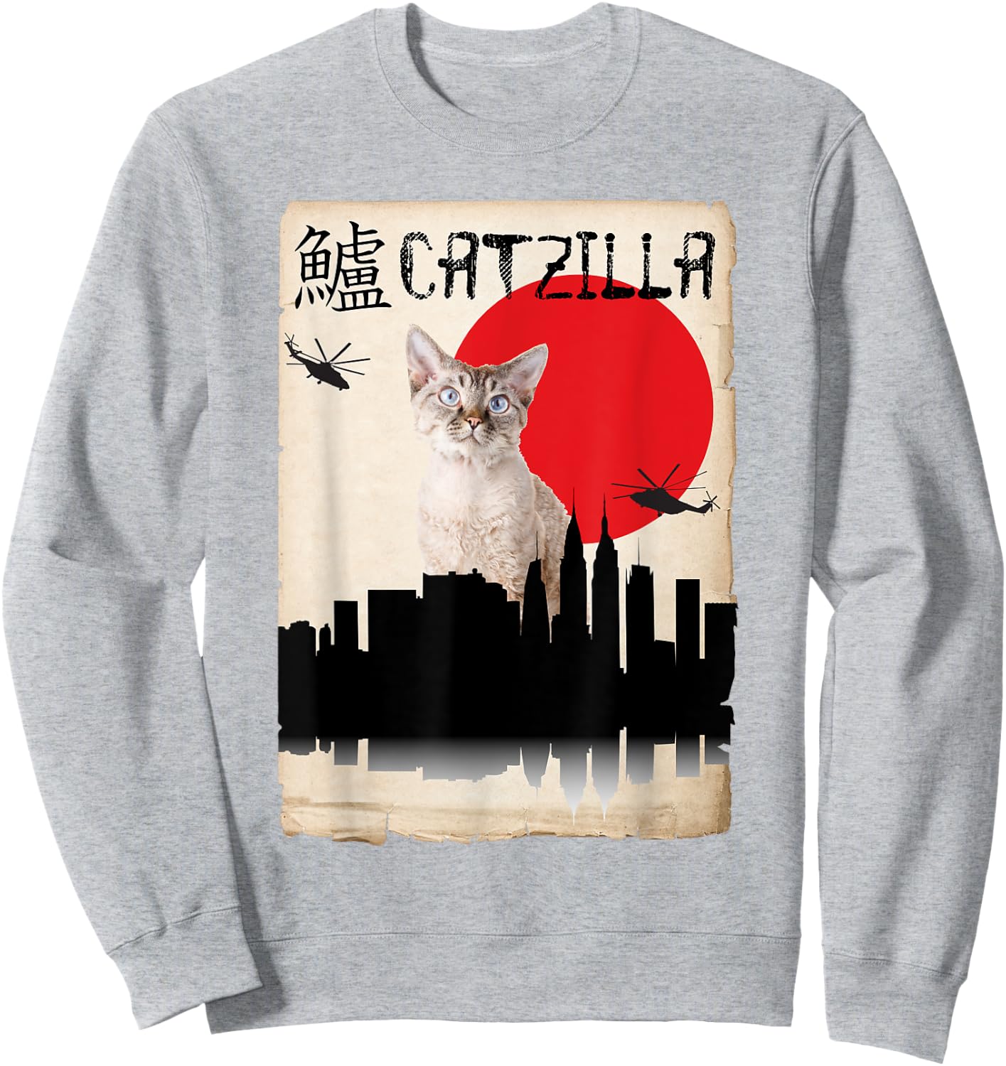 Devon Rex Cat Catzilla Women Kids Sweatshirt - Sweatshirt | Ash