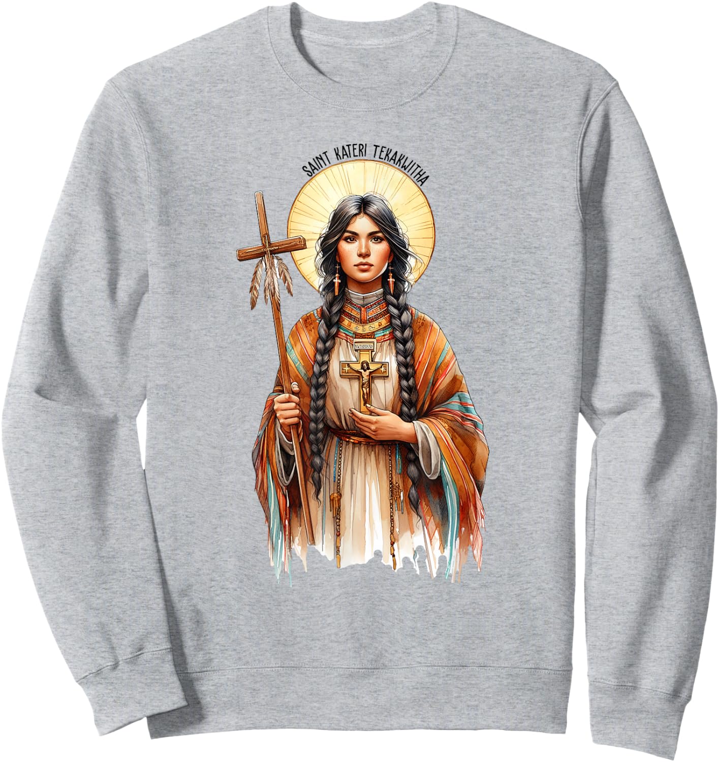 Catholic Saint Kateri Tekakwitha Lily Of The Mohawks Faith Sweatshirt - Sweatshirt | Ash