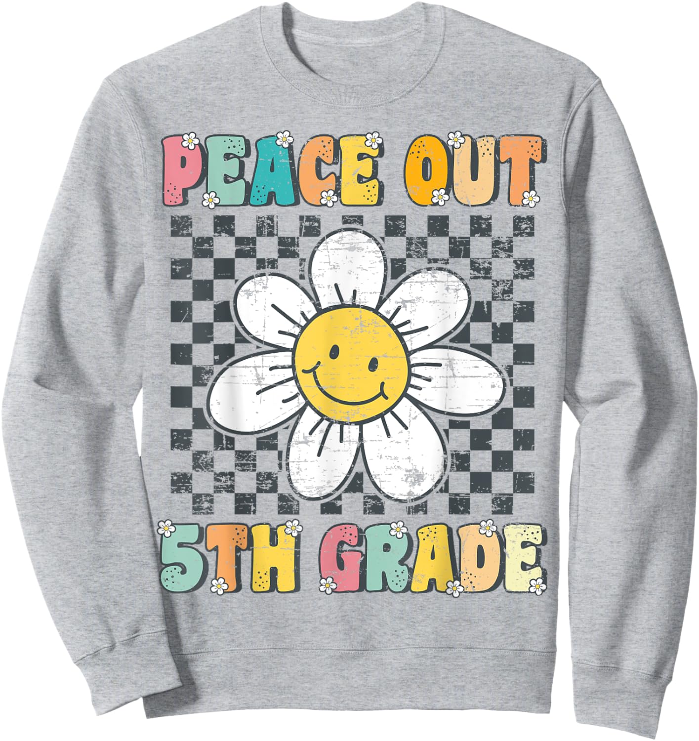Peace Out 5th Grade Retro Groovy Last Day of Fifth Grade Sweatshirt - Sweatshirt | Ash