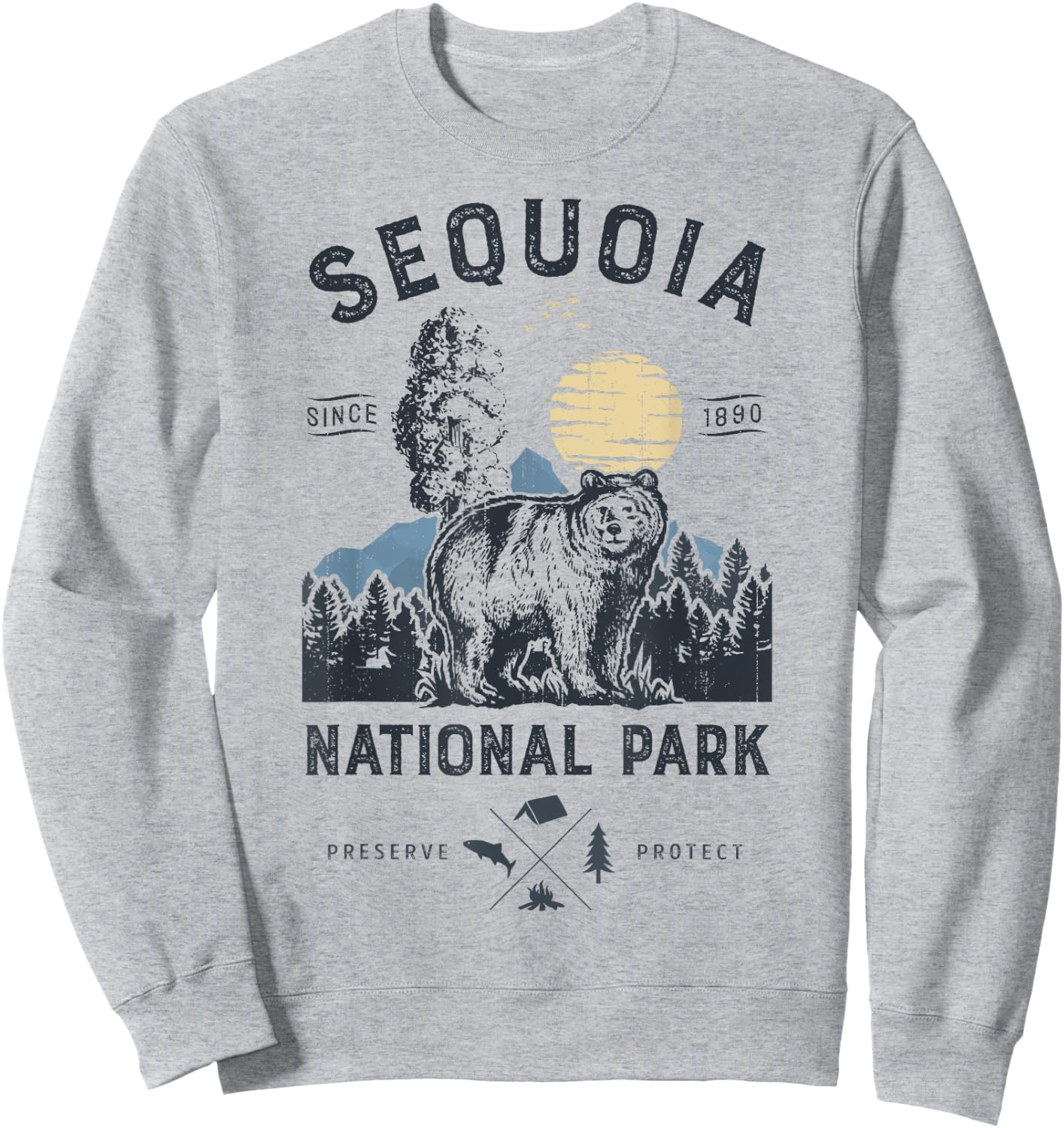 Sequoia National Park T Shirt Vintage California Bear Gifts Sweatshirt - Sweatshirt | Ash