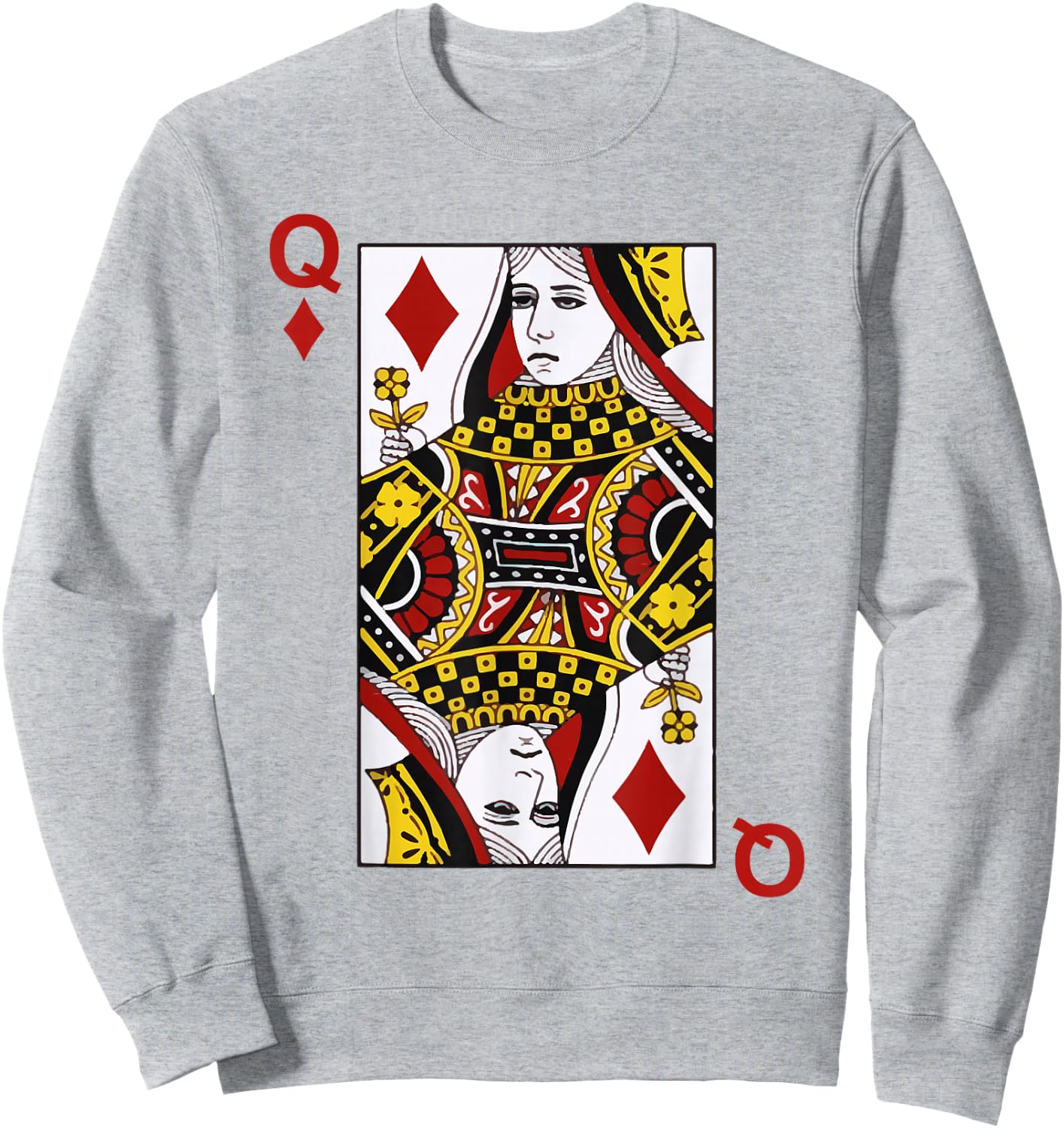 Queens of Diamonds Q Blackjack Playing Cards Sweatshirt - Sweatshirt | Ash