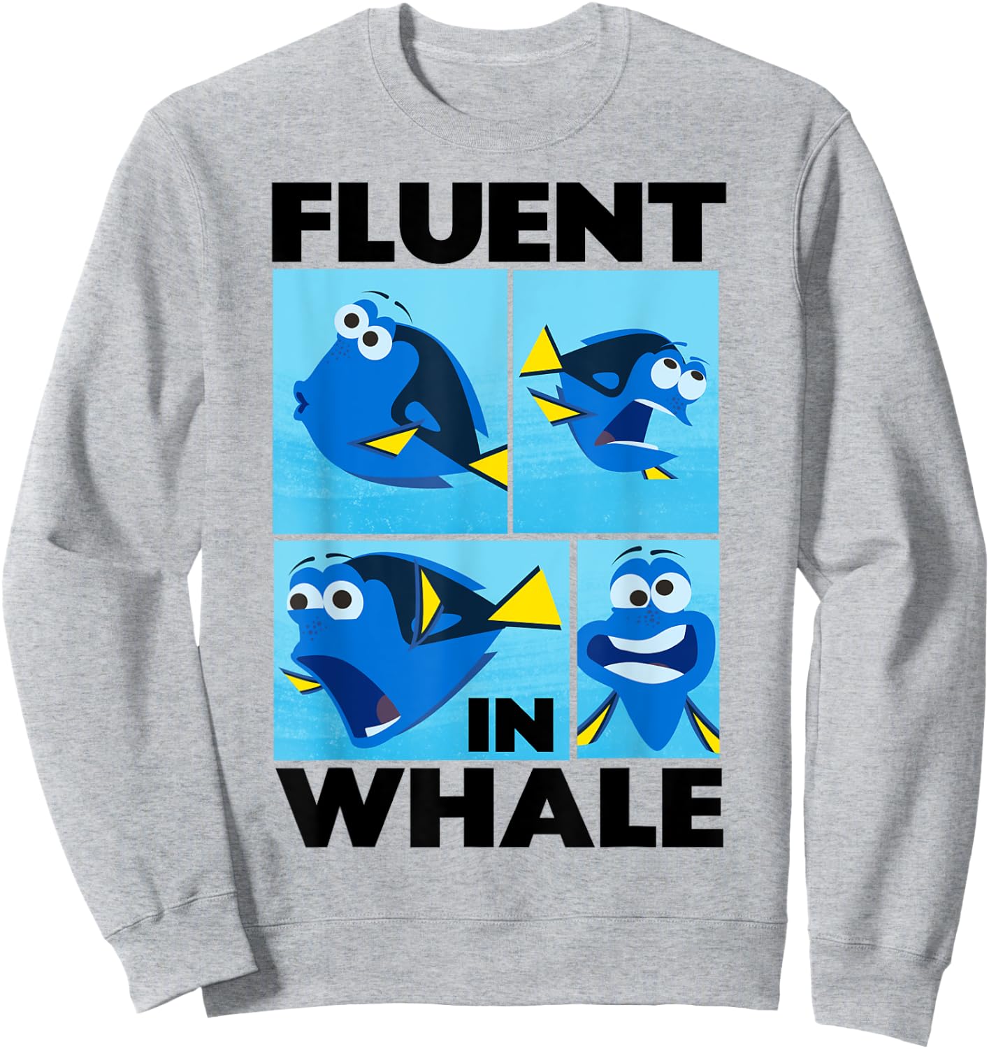 Disney Pixar Finding Dory Fluent in Whale Dory Box Ups Sweatshirt - Sweatshirt | Ash