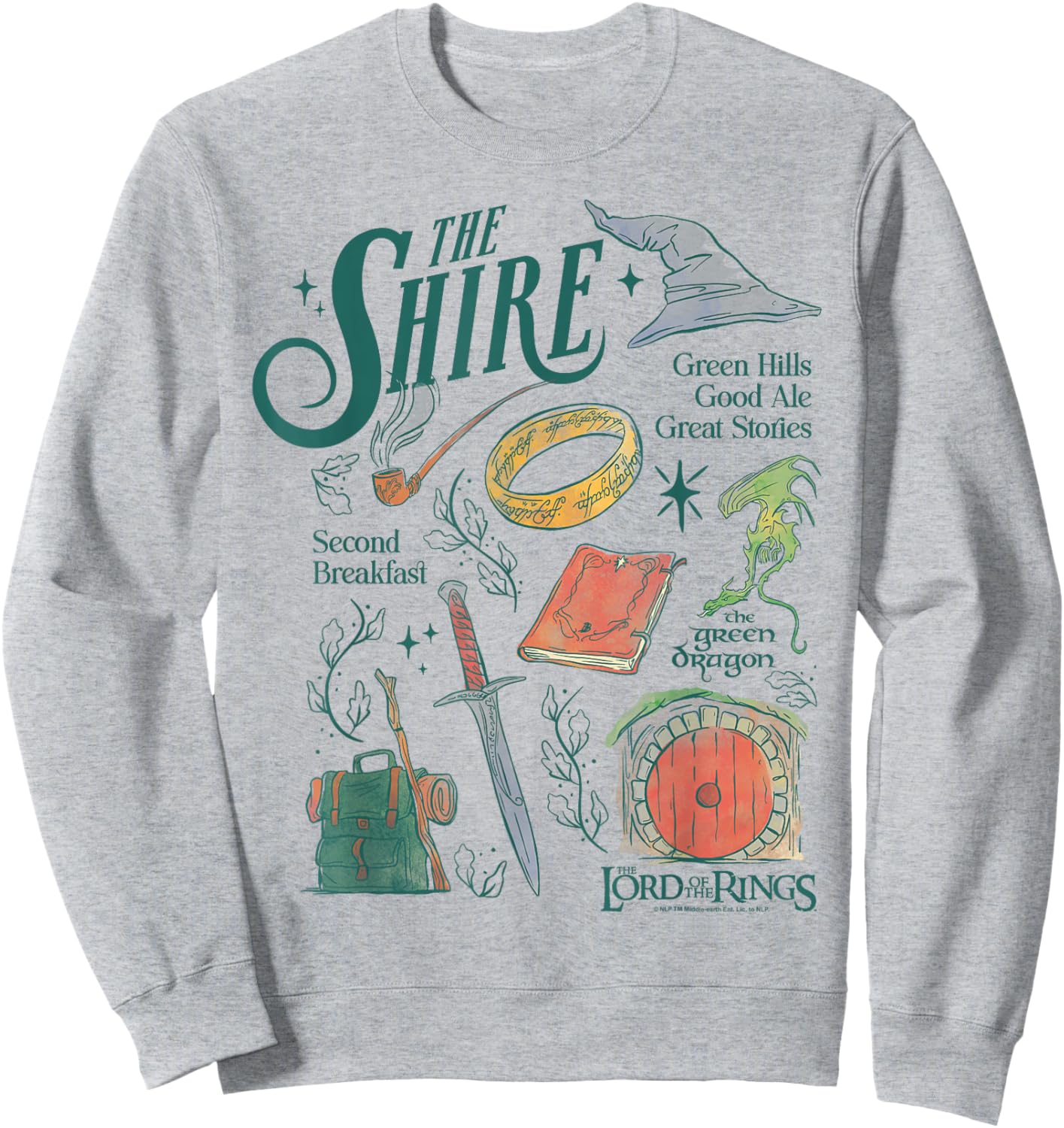 The Lord of the Rings The Shire Green Hills Good Ale Icons Sweatshirt - Sweatshirt | Ash