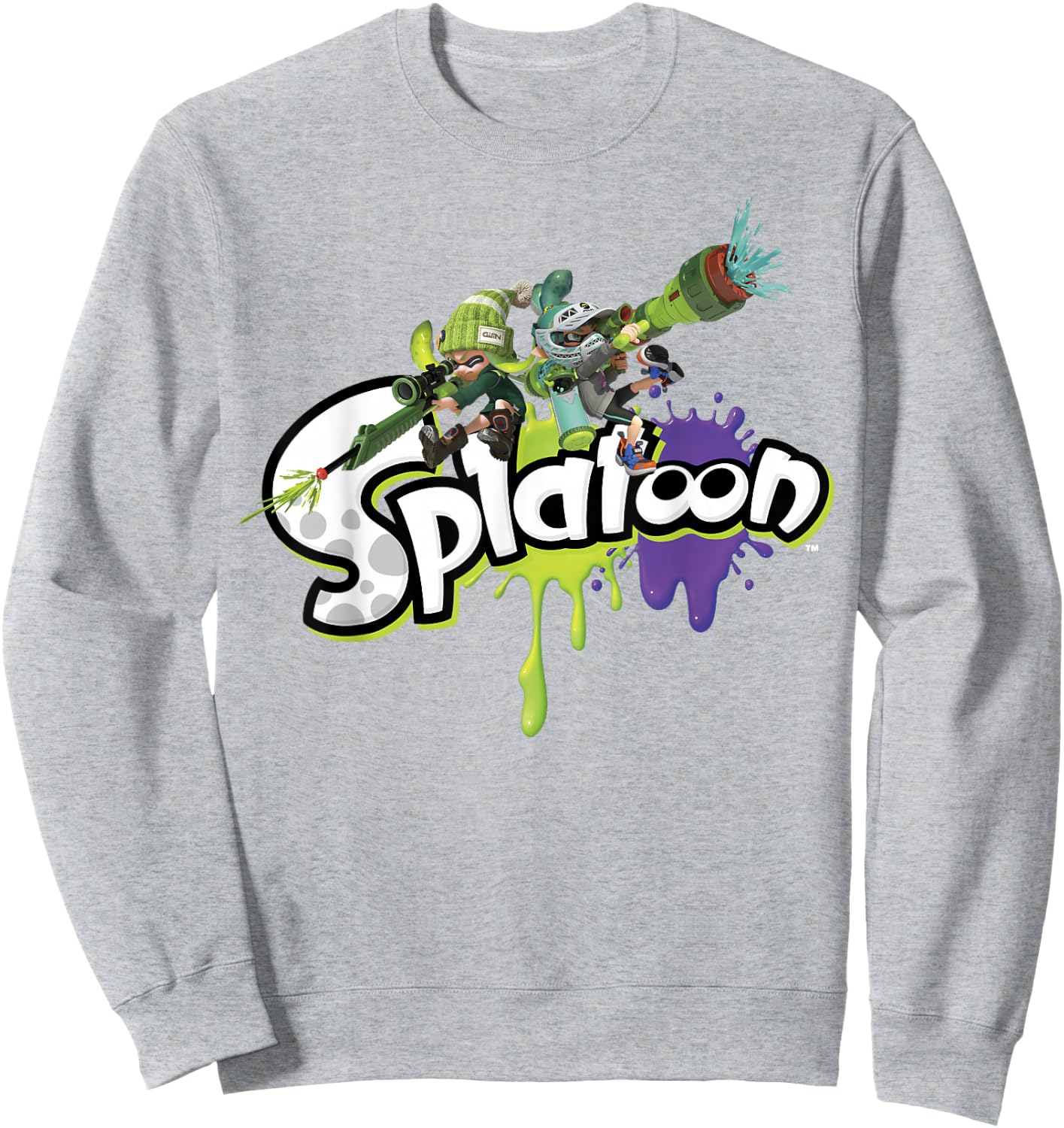 Nintendo Splatoon Splatter Back To Back Graphic Sweatshirt - Sweatshirt | Ash