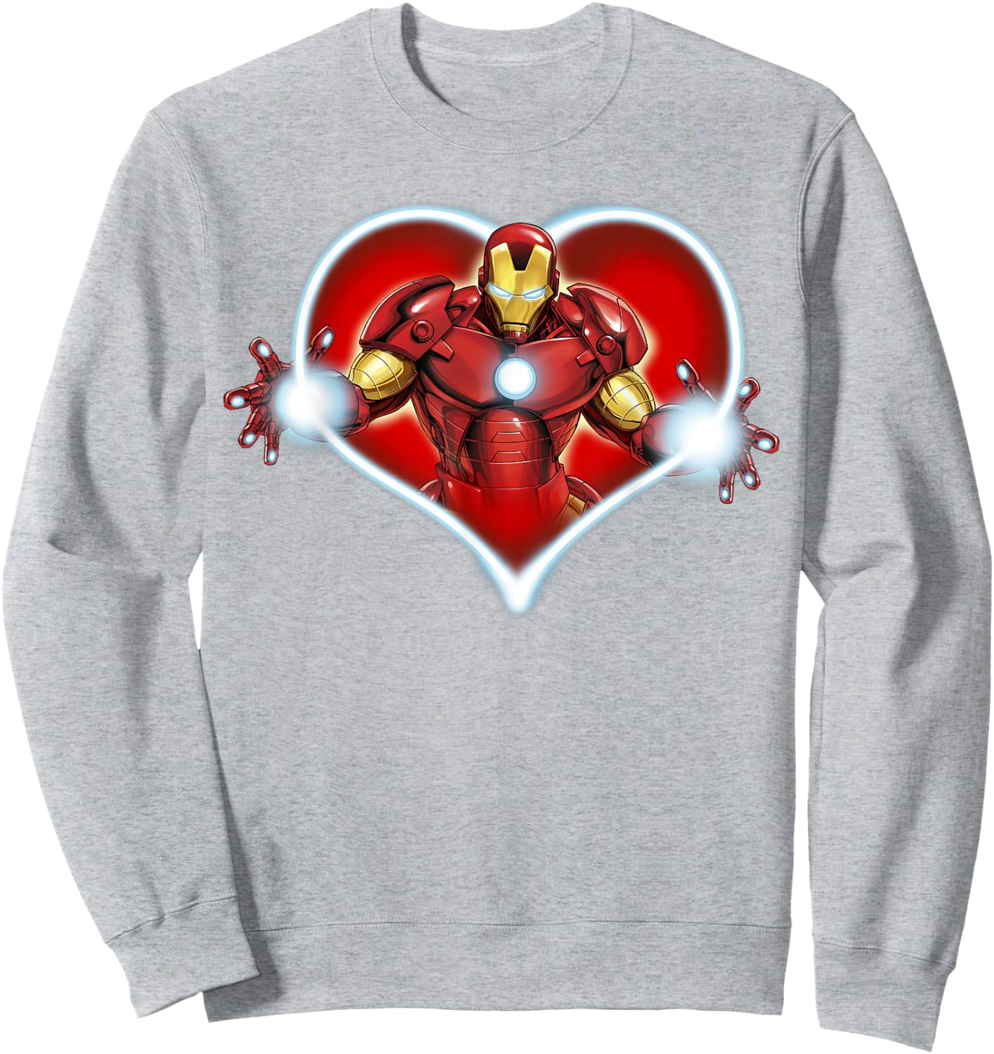 Marvel Iron Man Heart Blaster Glow Valentine Graphic Sweatshirt - Sweatshirt | Ash