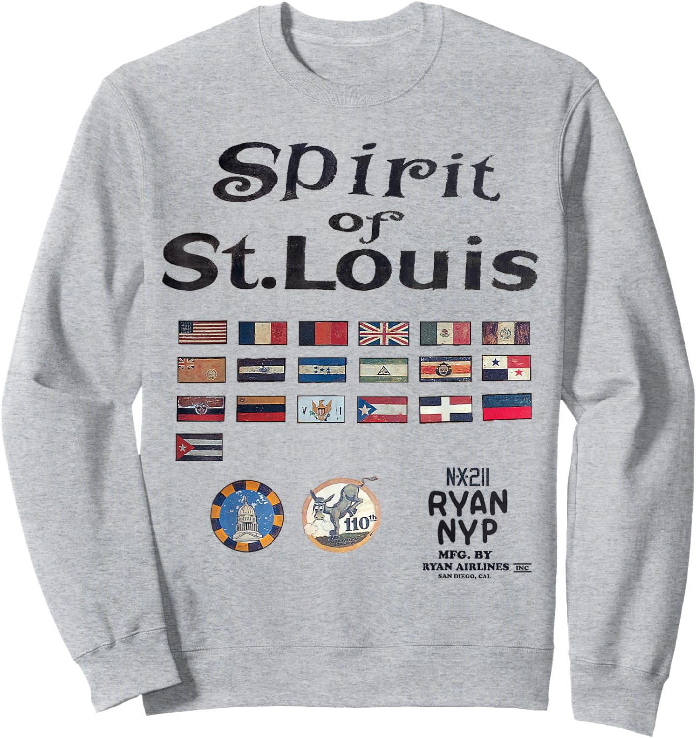 Spirit of St. Louis | Historical Aviation Series Sweatshirt - Sweatshirt | Ash