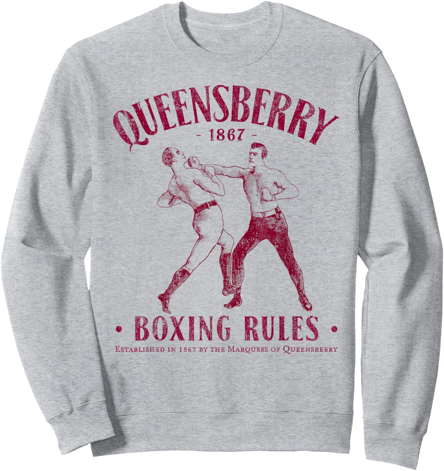 Distressed Vintage Boxing - Queensbury Boxing Rules Sweatshirt - Sweatshirt | Ash