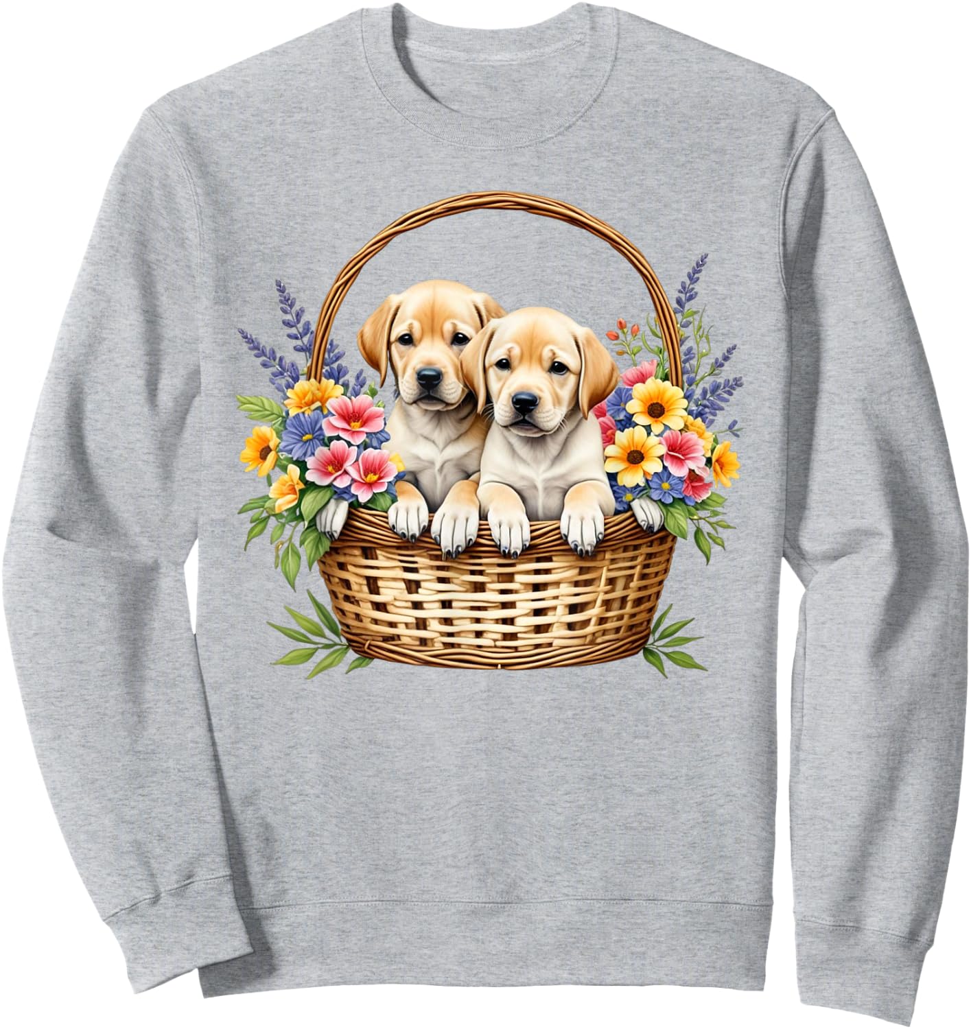 Labrador Dog Owner Puppies in a Basket Sweatshirt - Sweatshirt | Ash