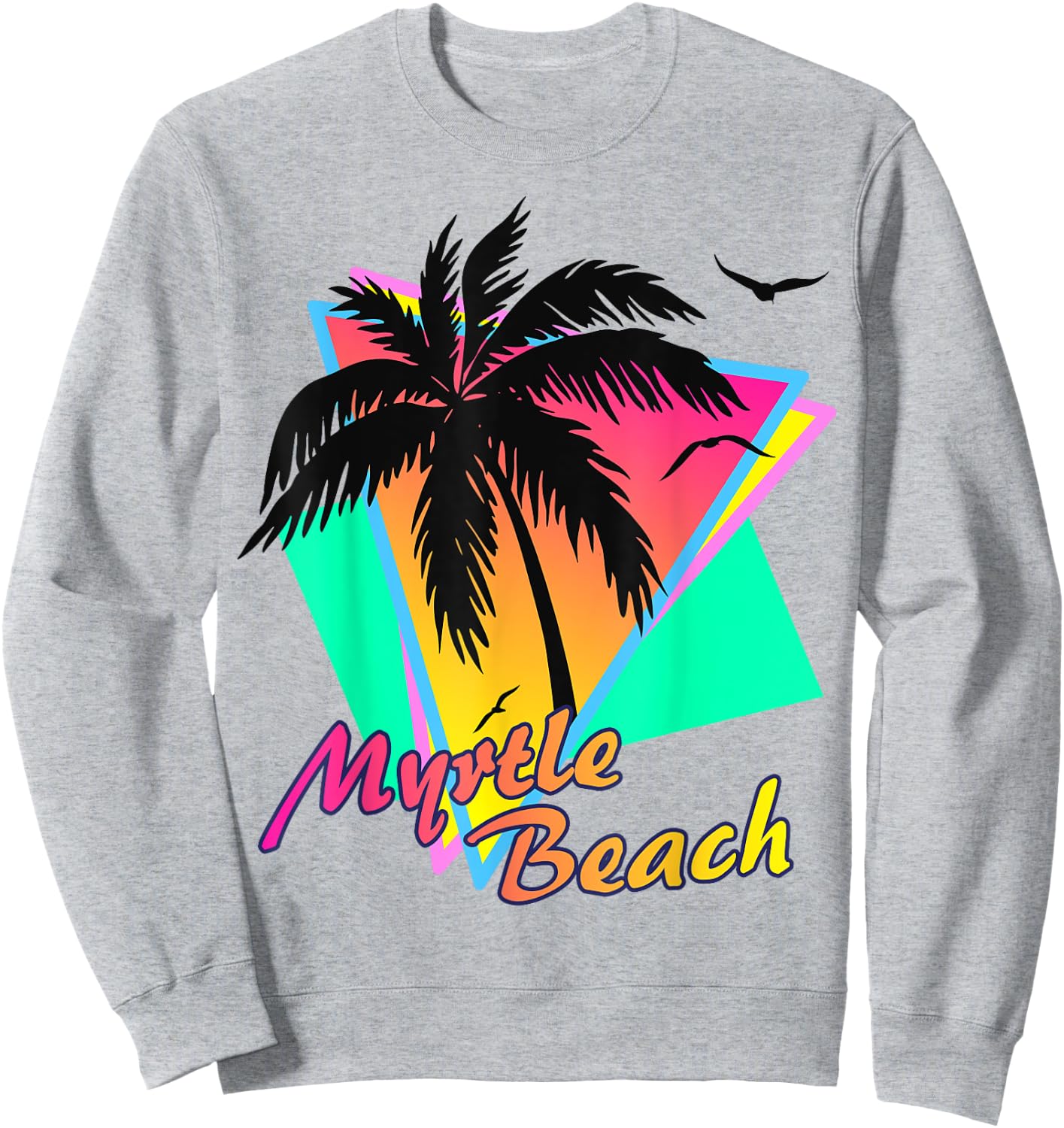 Myrtle Beach Tropical Summer Palm Tree Sunset Sweatshirt - Sweatshirt | Ash