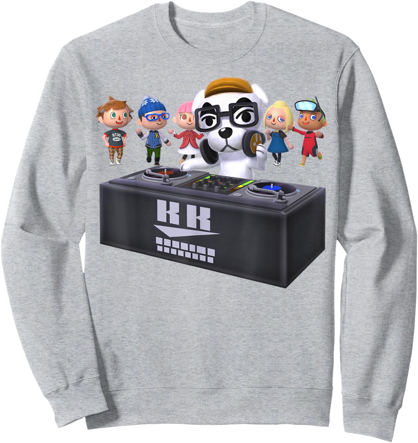 Animal Crossing K.K. Slider DJ Group Shot Graphic Sweatshirt - Sweatshirt | Ash