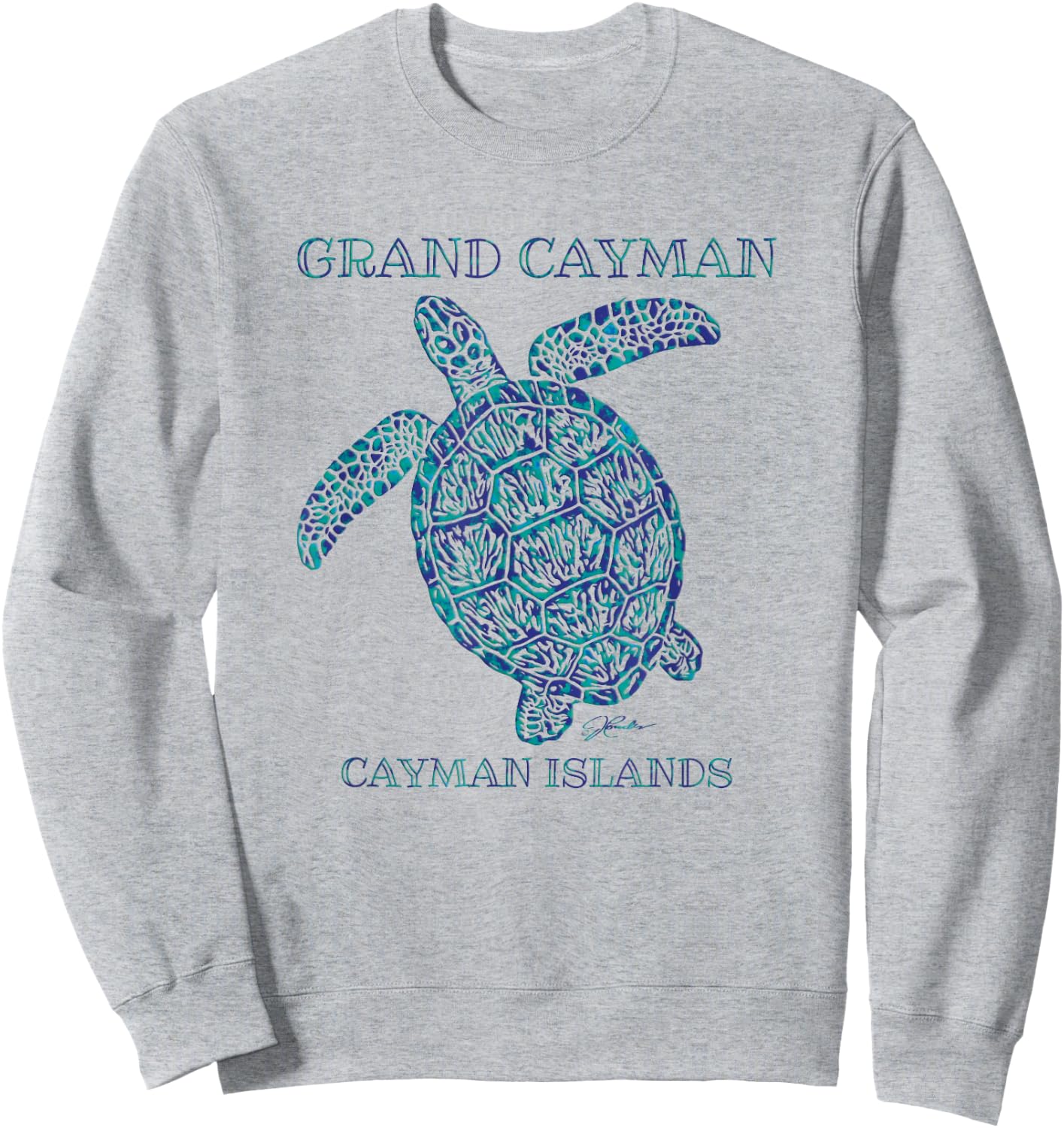 JCombs: Grand Cayman, Cayman Islands Sea Turtle Sweatshirt - Sweatshirt | Ash