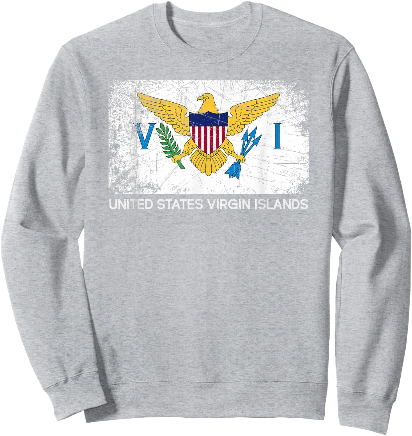 USVI Flag | Vintage Made In U.S. Virgin Islands Gift Sweatshirt - Sweatshirt | Ash