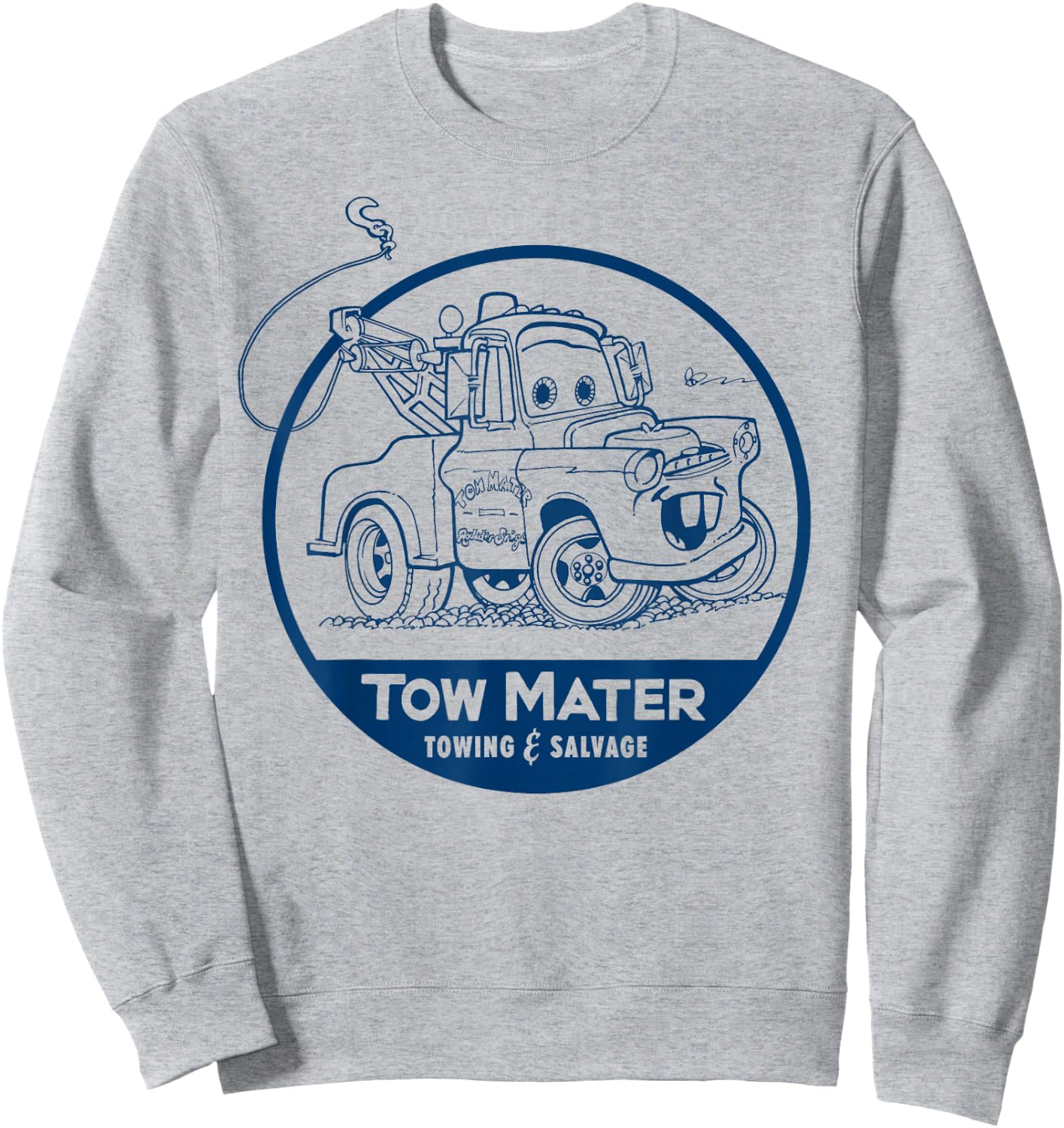 Disney Pixar Cars Tow Mater Salvage Vintage Sketch Badge Sweatshirt - Sweatshirt | Ash
