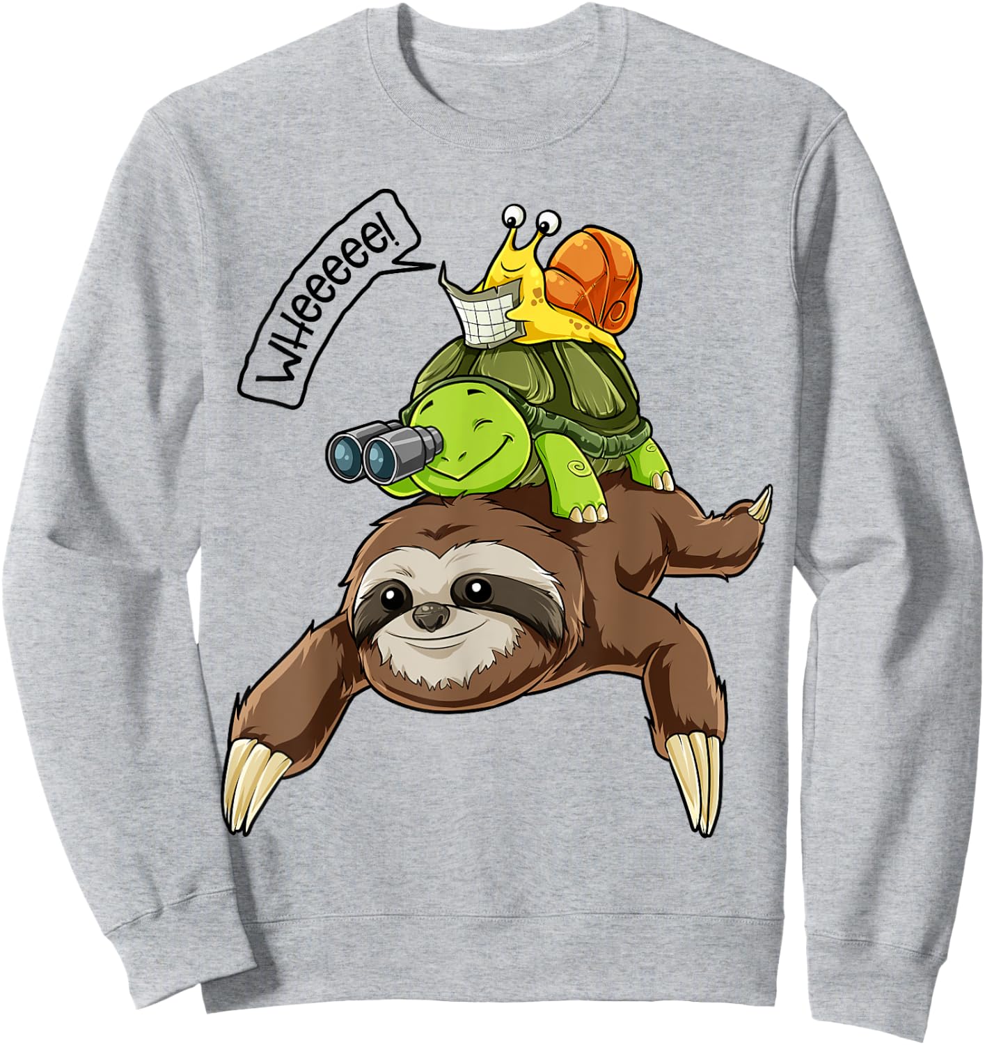 Sloth Turtle Snail T Shirt Piggyback Running Riding Team Sweatshirt - Sweatshirt | Ash