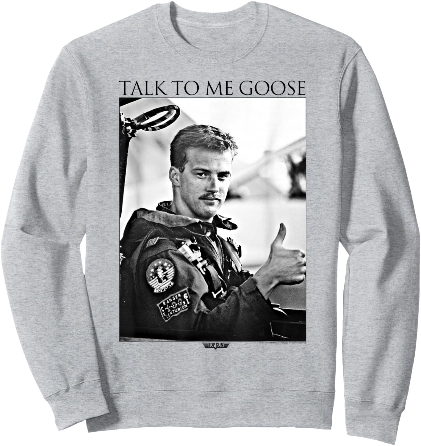 Top Gun Talk to Me Goose Black and White Photo Action Movie Sweatshirt - Sweatshirt | Ash