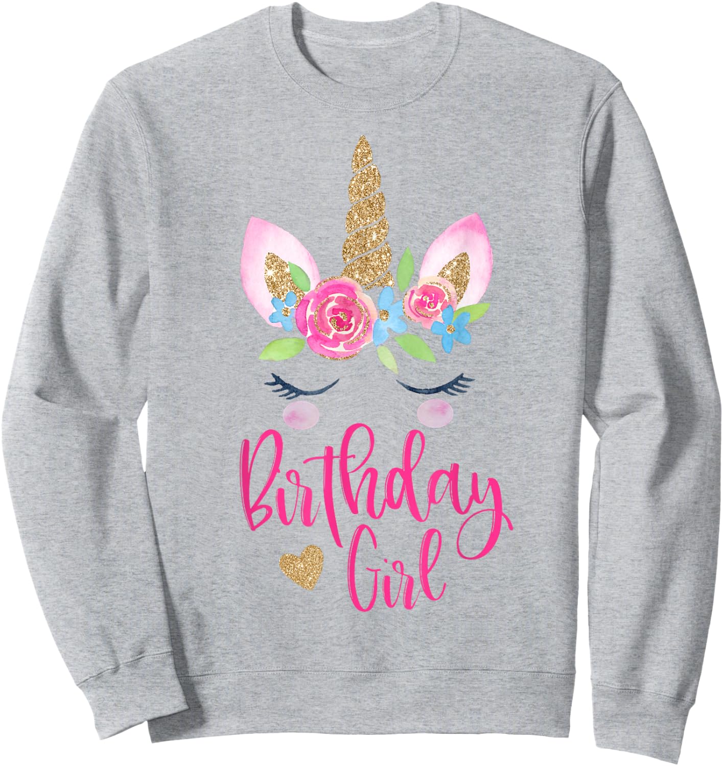 Unicorn Birthday Girl Shirt Pink Cute Theme Party Sweatshirt - Sweatshirt | Ash