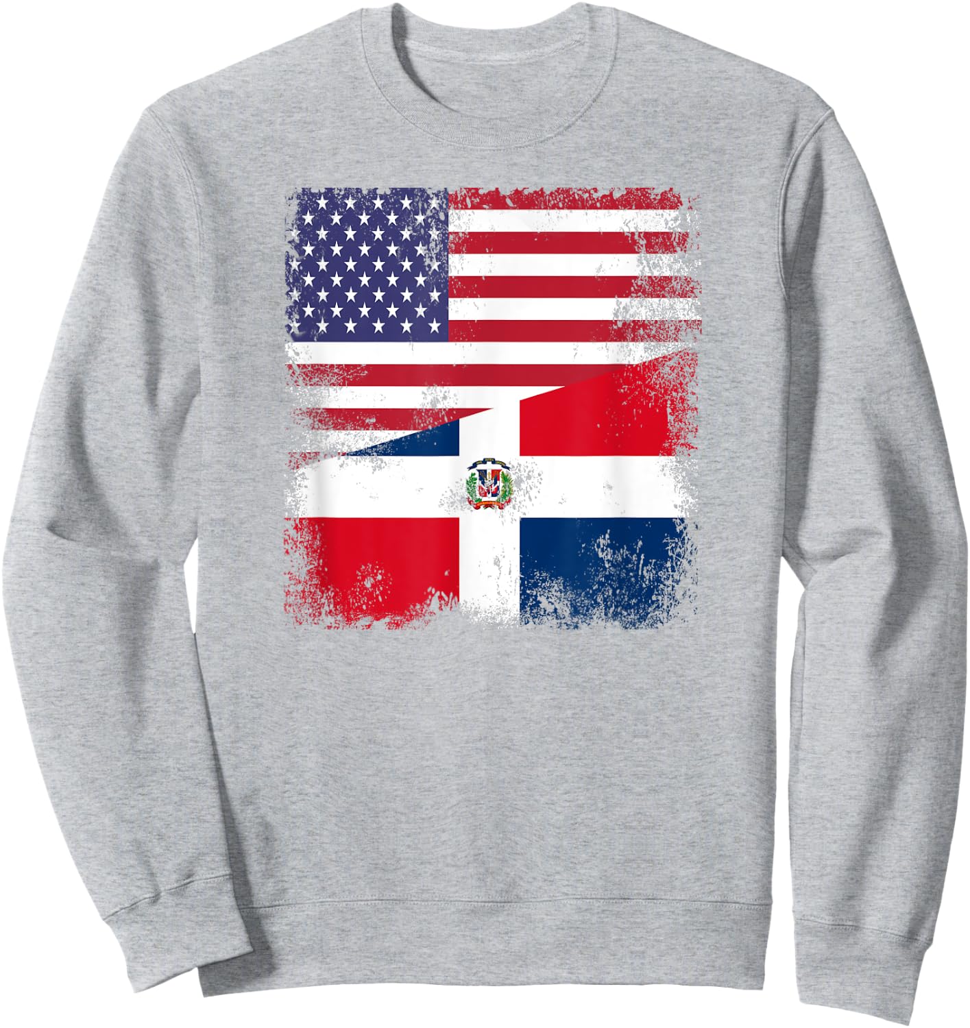 Half Dominican Flag | Vintage USA Gift Sweatshirt - Sweatshirt | Ash