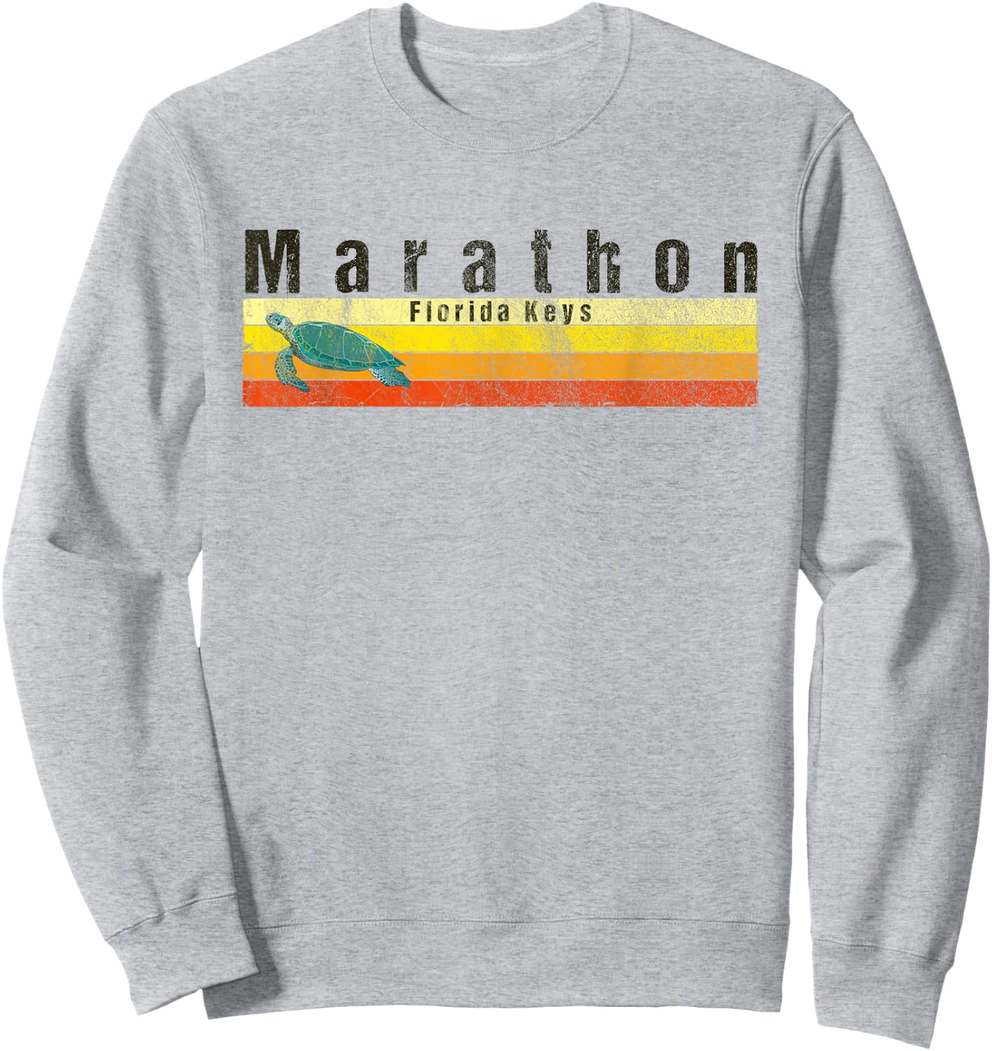 Marathon Key Florida Vintage Style Sea Turtle Sweatshirt - Sweatshirt | Ash