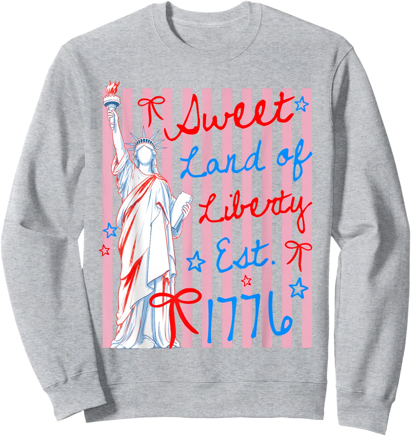 Sweet Land of Liberty Est 1776 4th July USA Flag Men Women Sweatshirt - Sweatshirt | Ash