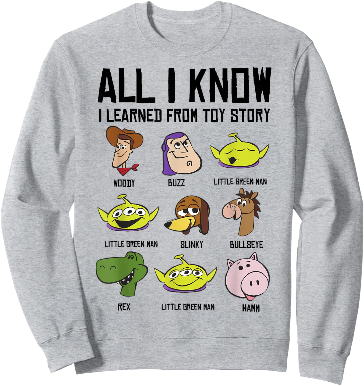 Disney Pixar Toy Story All I Know I Learned From Toy Story Sweatshirt - Sweatshirt | Ash