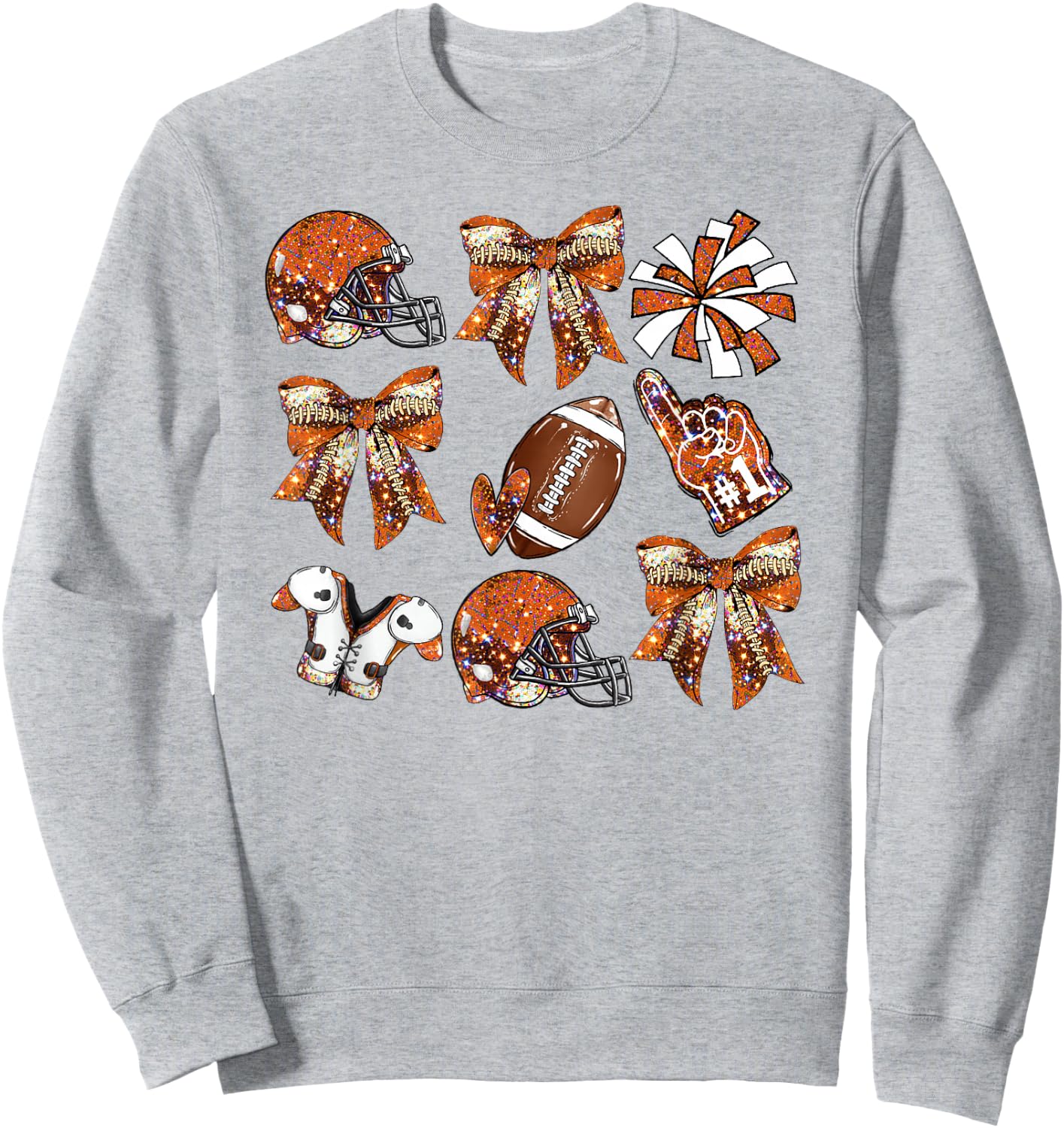 Orange Coquette Bow Football Game Day Women Girls Kids Sweatshirt - Sweatshirt | Ash