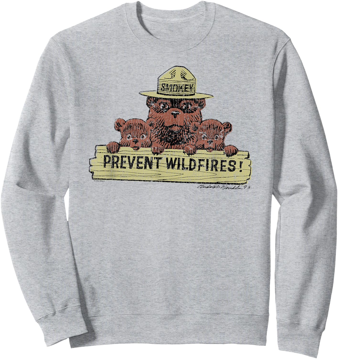 Smokey Bear Prevent Wildfires Sign with Cubs Sweatshirt - Sweatshirt | Ash
