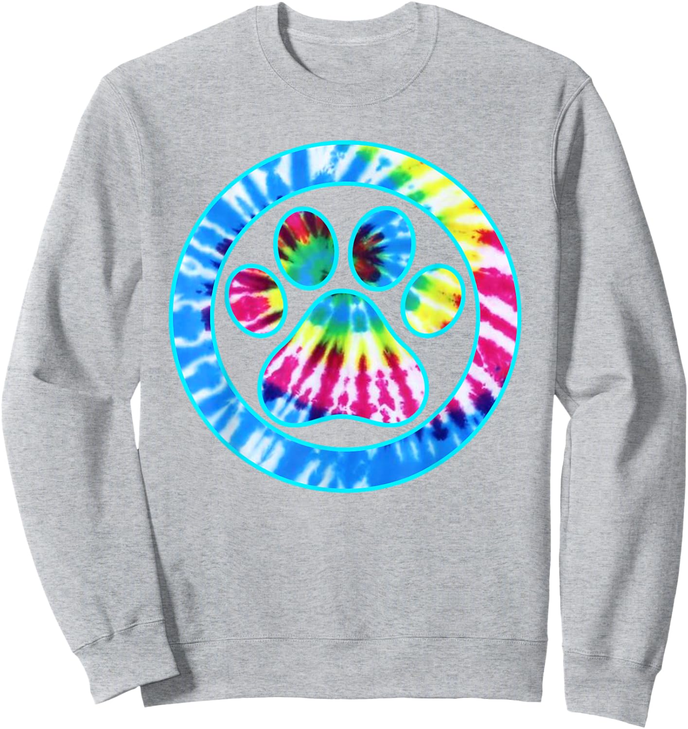 Tie Dye Animal Cat Dog Paw Print | Pet Lover Shirt Gift Sweatshirt - Sweatshirt | Ash