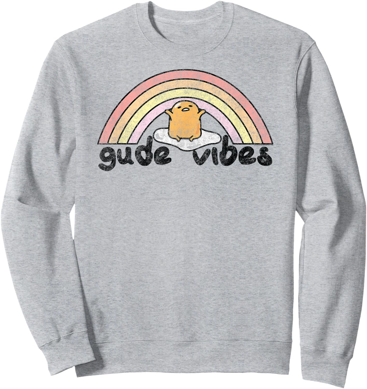 Gudetama Gude Vibes Good Vibes Rainbow Small Sweatshirt - Sweatshirt | Ash