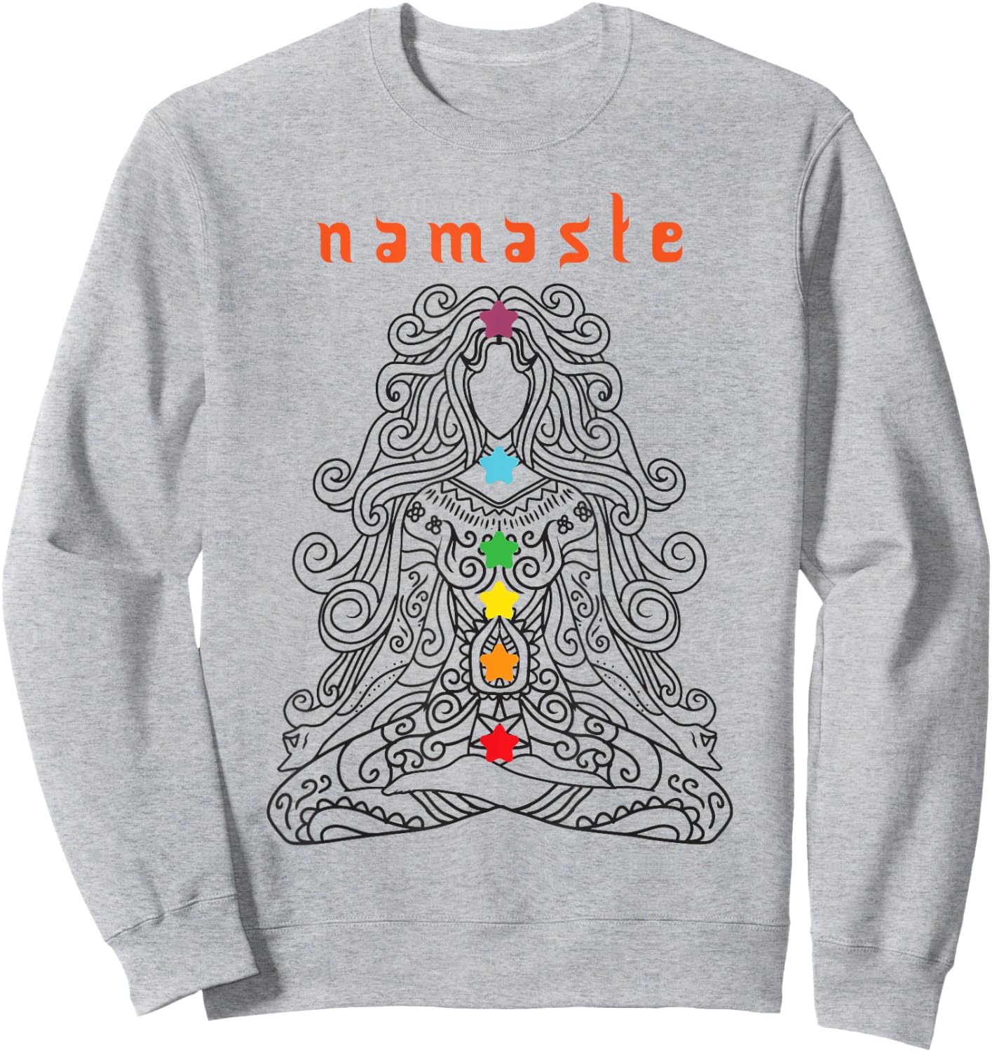 Namaste Design, Yoga Pose with Chakra Awesome Gift Sweatshirt - Sweatshirt | Ash