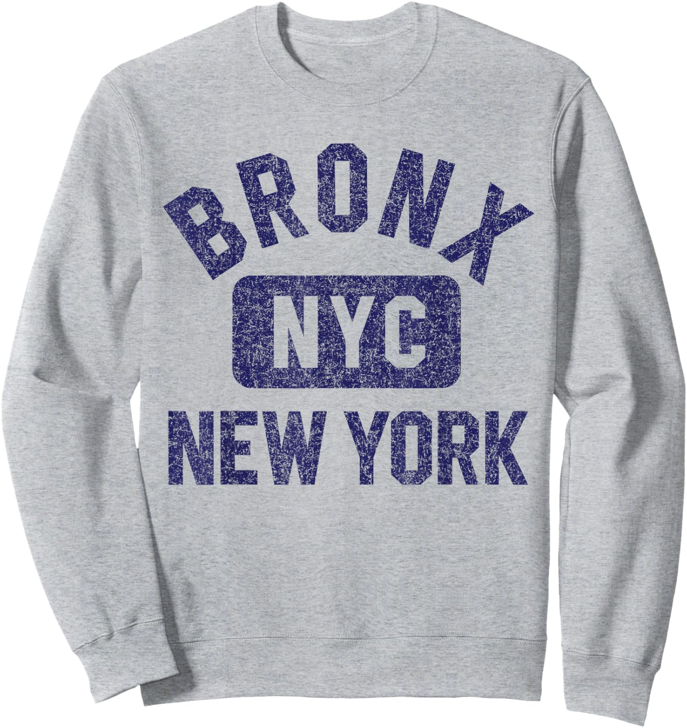 Bronx NYC New York Gym Style Distressed Dark Blue Print Sweatshirt - Sweatshirt | Ash
