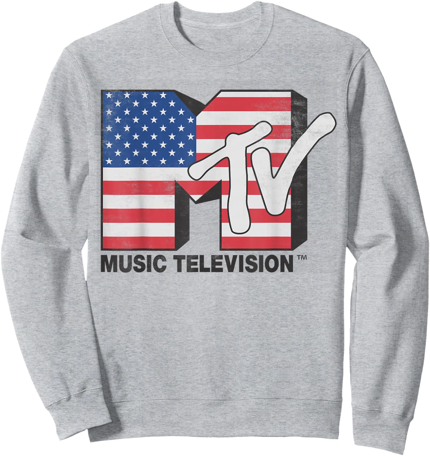 MTV American Flag Stars And Stripes Logo Sweatshirt - Sweatshirt | Ash