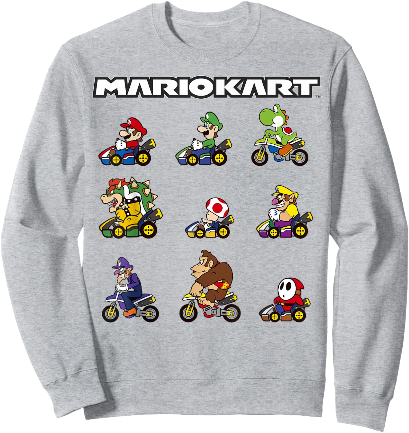 Nintendo Mario Kart Racers Ready Line-Up Graphic Small Sweatshirt - Sweatshirt | Ash