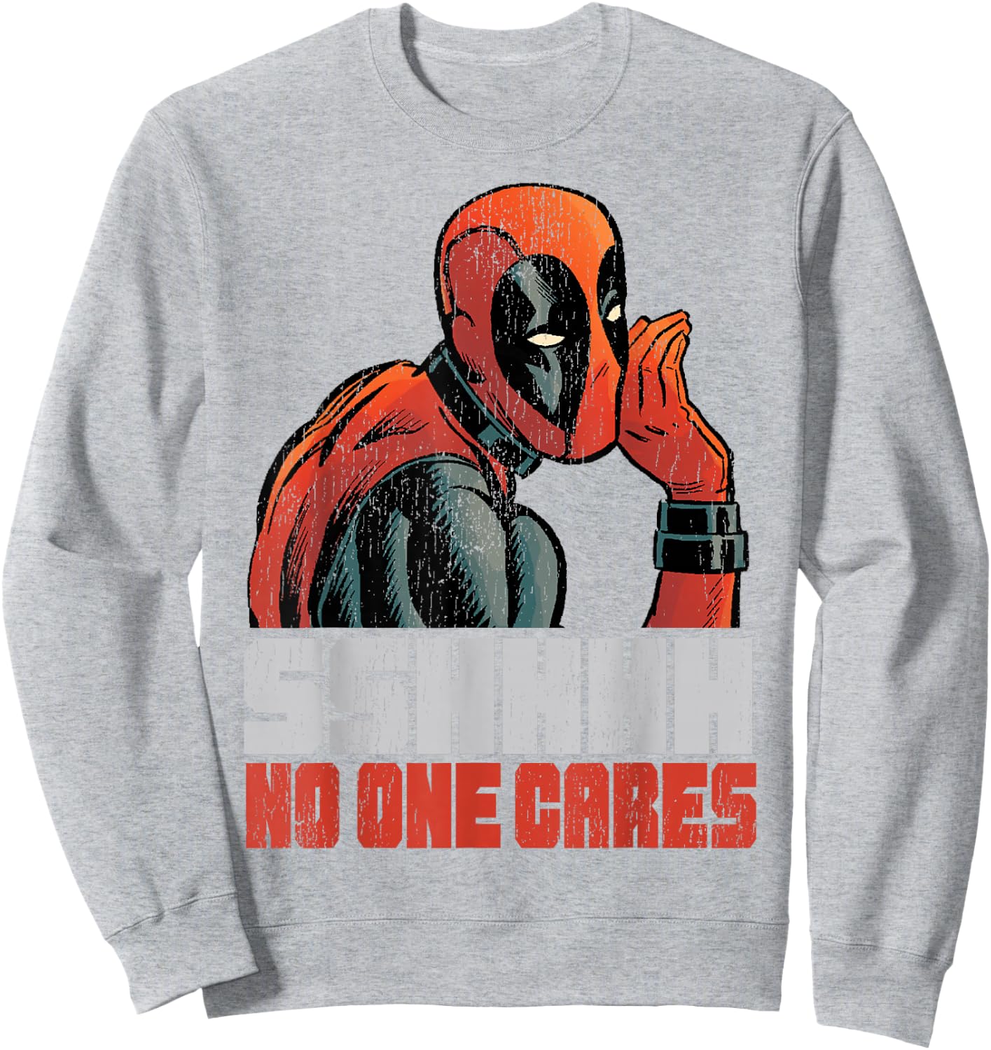 Marvel Deadpool SHHH No One Cares Whisper Graphic C1 Sweatshirt - Sweatshirt | Ash