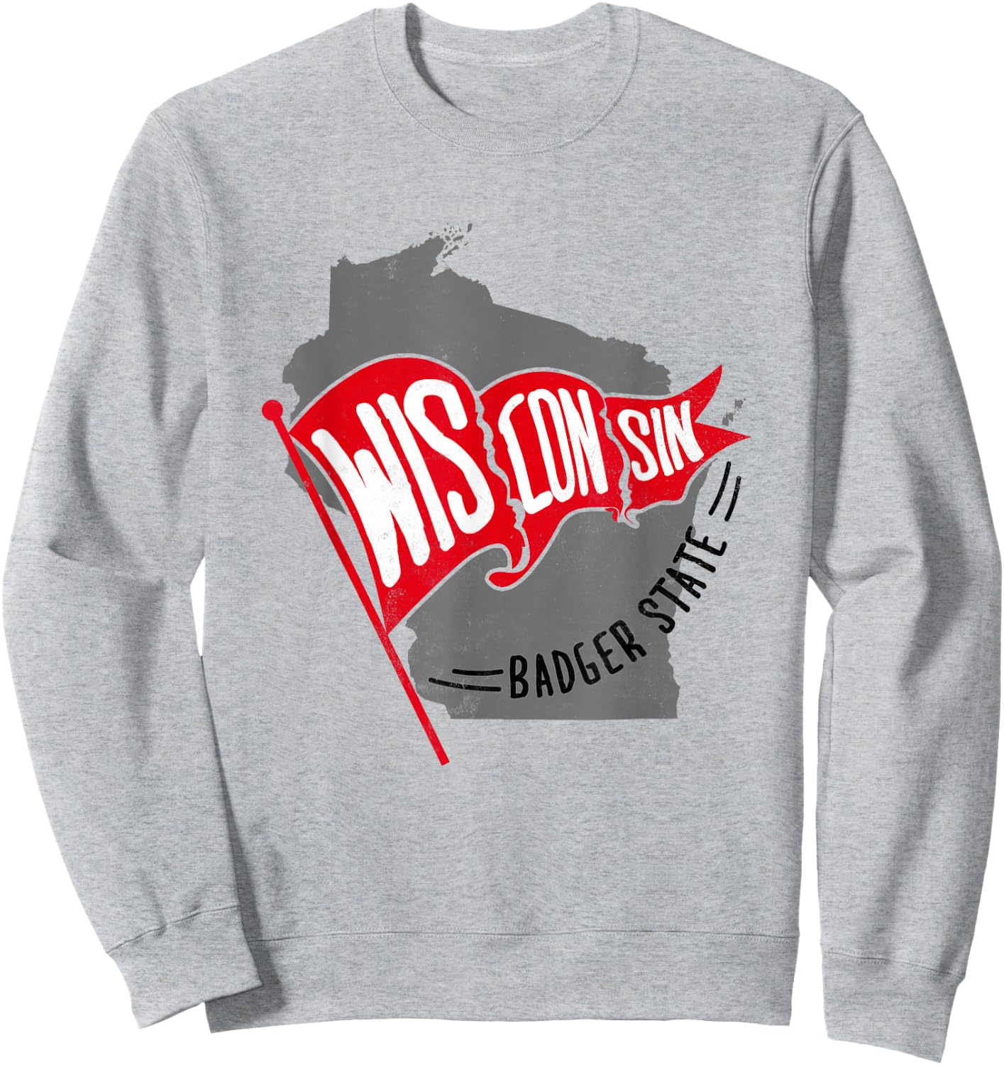 Trendy Wisconsin Badger State Vintage Logo Sweatshirt - Sweatshirt | Ash