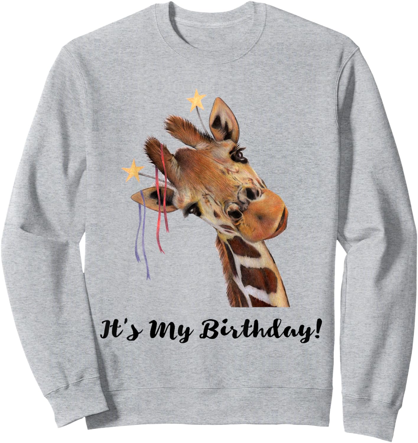 It's My Birthday Good Time Giraffe Party Animal Sweatshirt - Sweatshirt | Ash