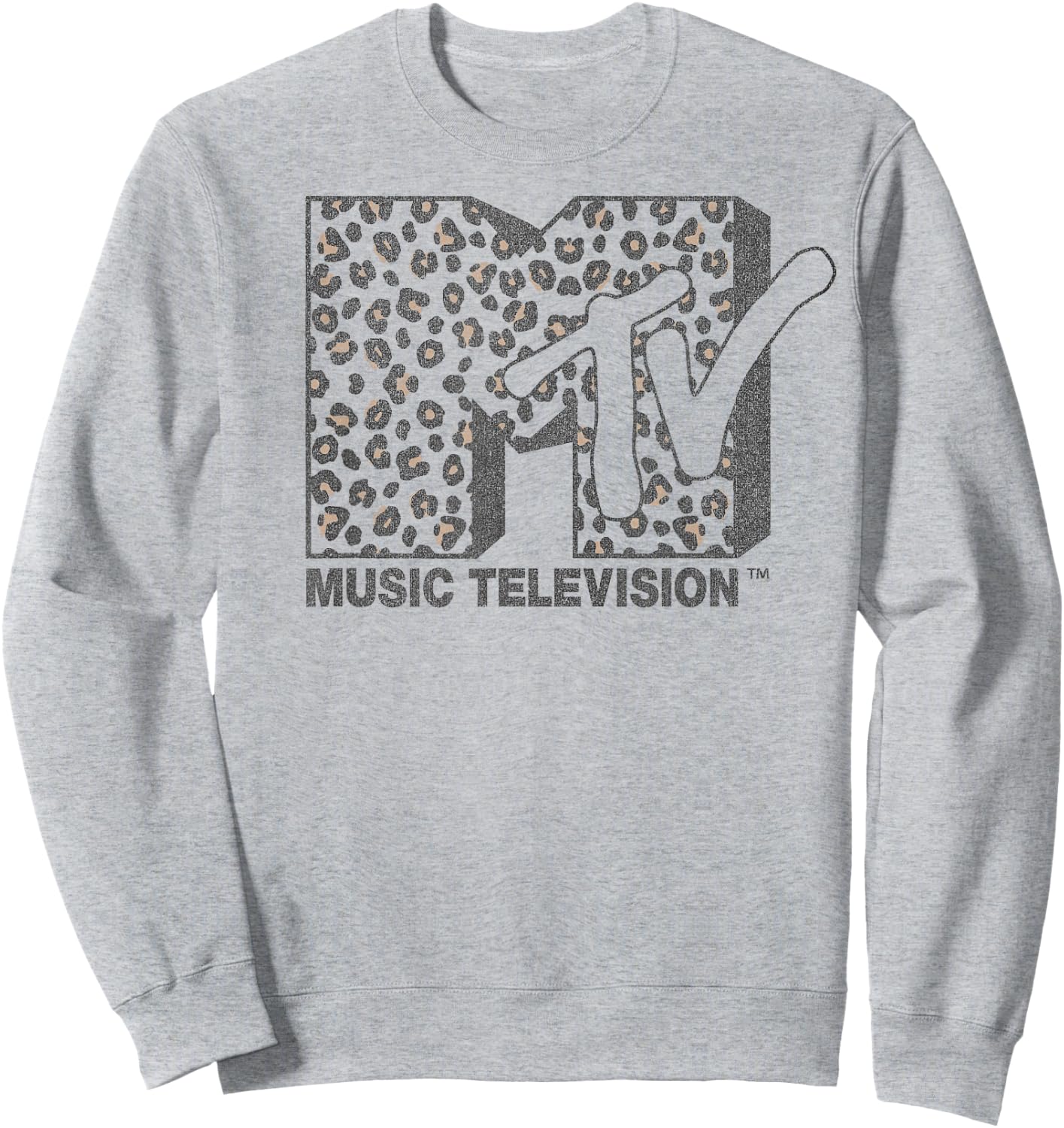 MTV Music Television Cheetah Print Logo Fill Sweatshirt - Sweatshirt | Ash