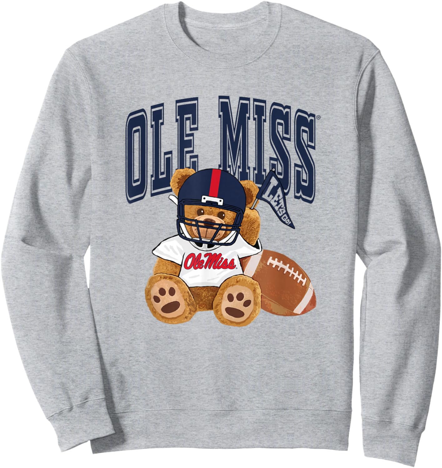 Mississippi Ole Miss Rebels Football Teddy Bear White Sweatshirt - Sweatshirt | Ash