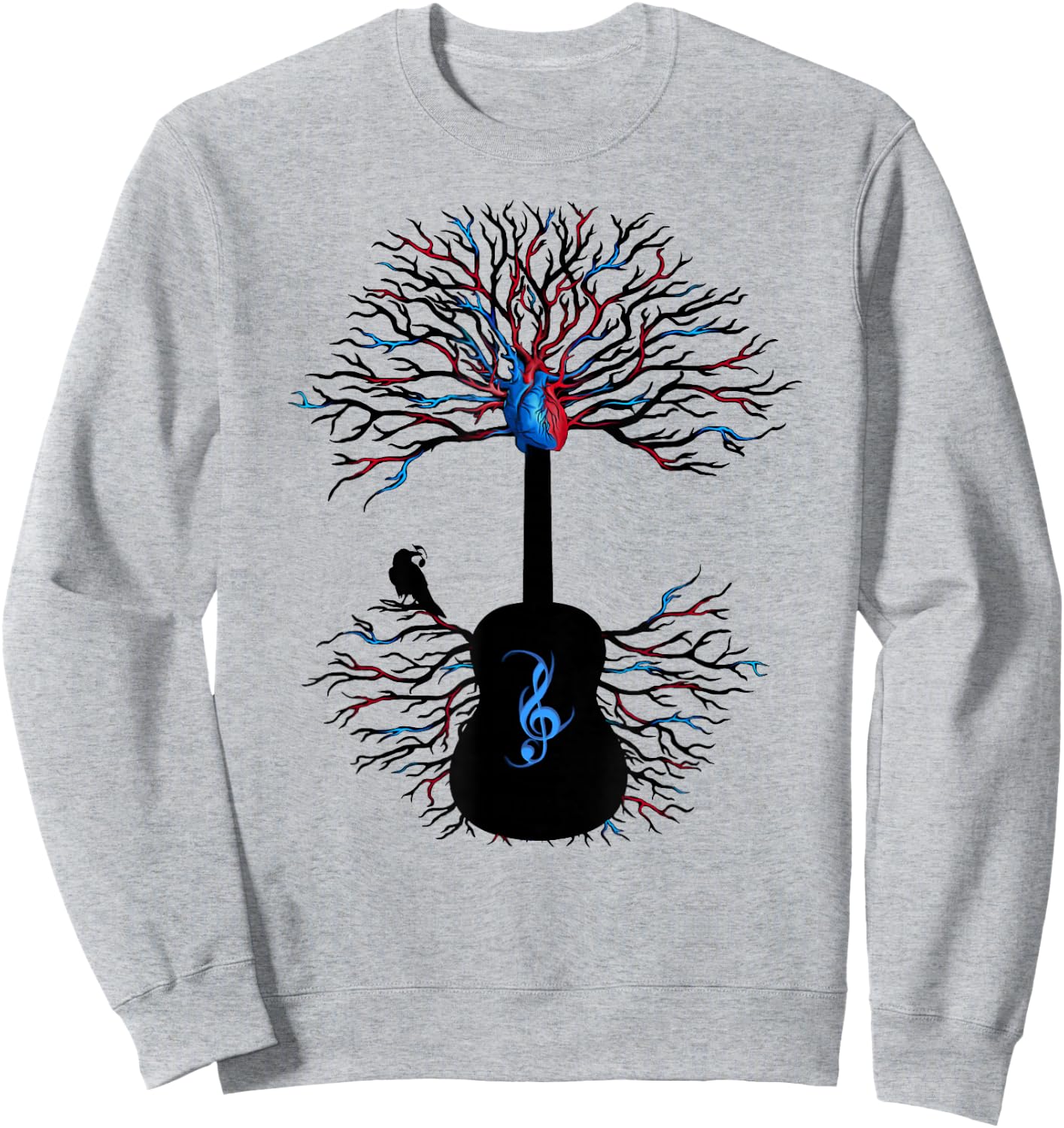 Acoustic Guitar Shirt, Music Tree of Life Guitarist Gift Sweatshirt - Sweatshirt | Ash
