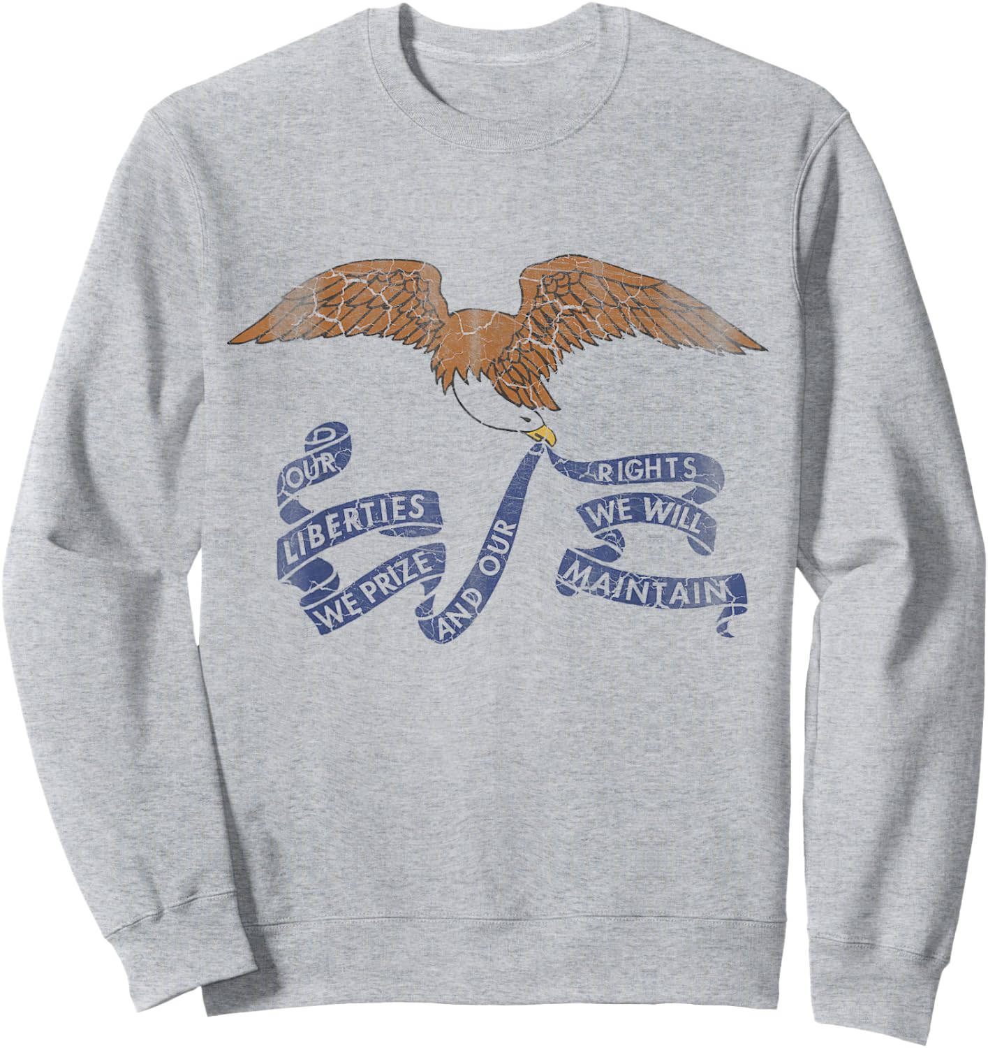 Iowa Flag Retro Distressed Sweatshirt - Sweatshirt | Ash