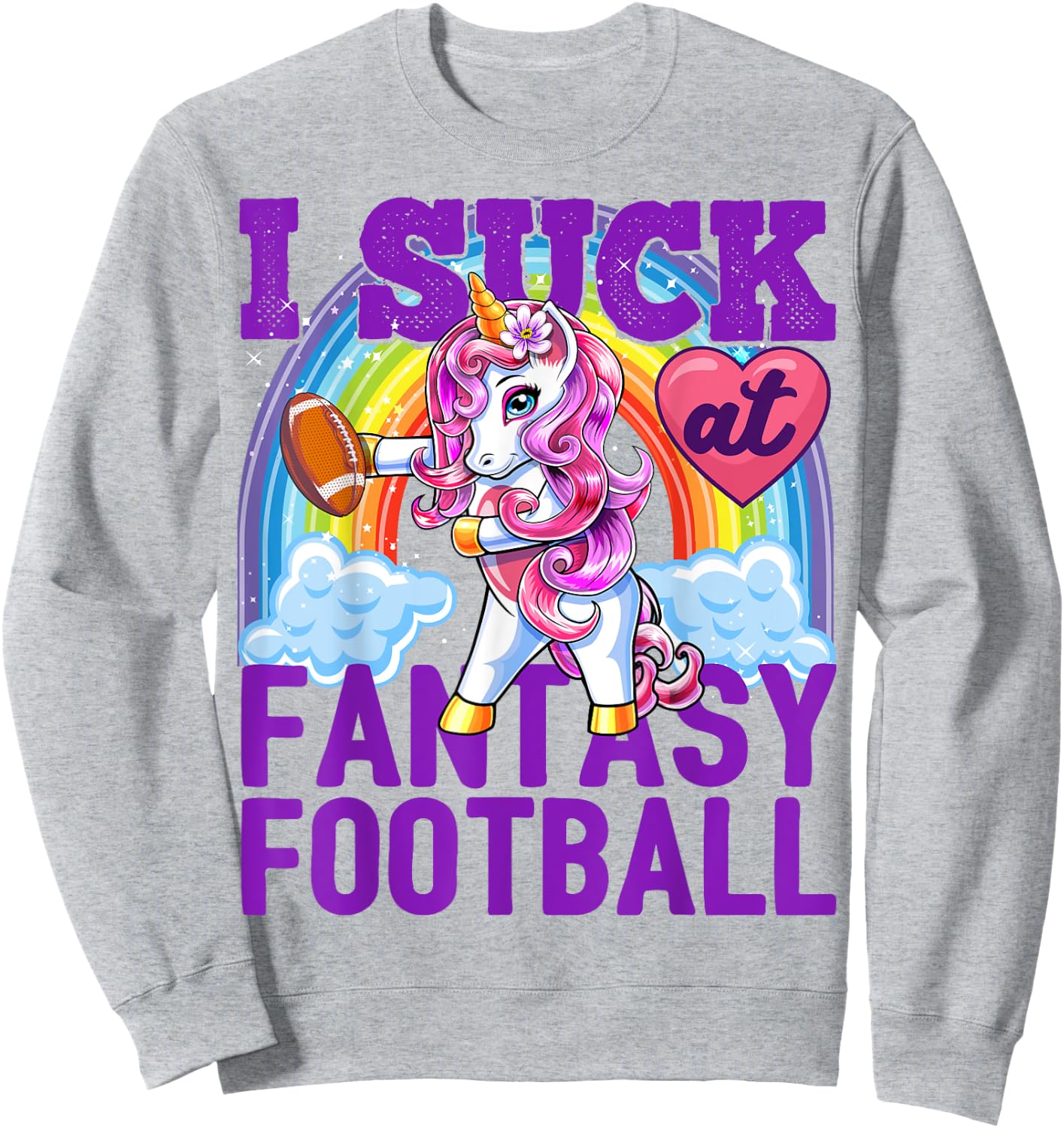 I Suck at Fantasy Football Flossing Unicorn Loser Shirt Men Sweatshirt - Sweatshirt | Ash